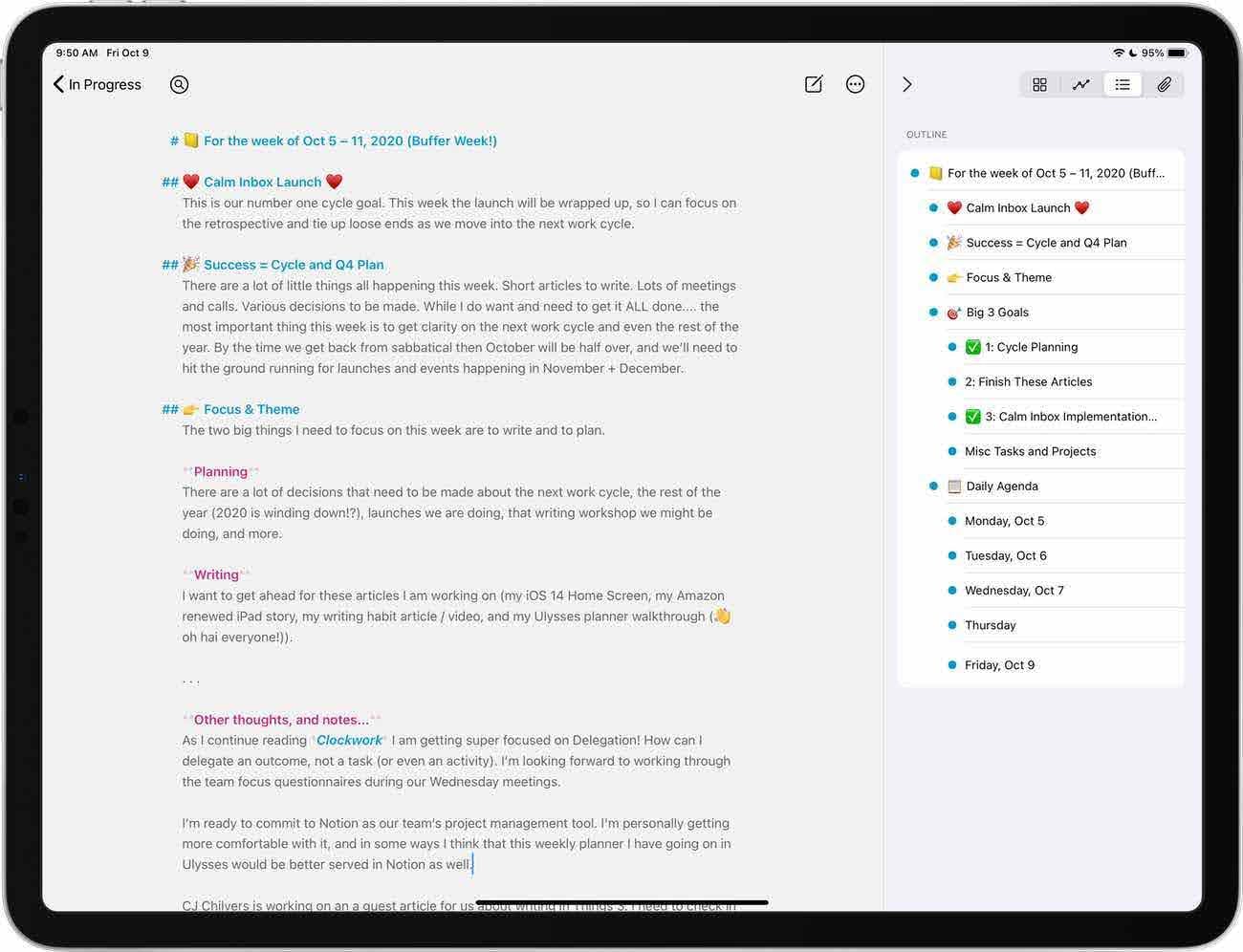 Ulysses dashboard