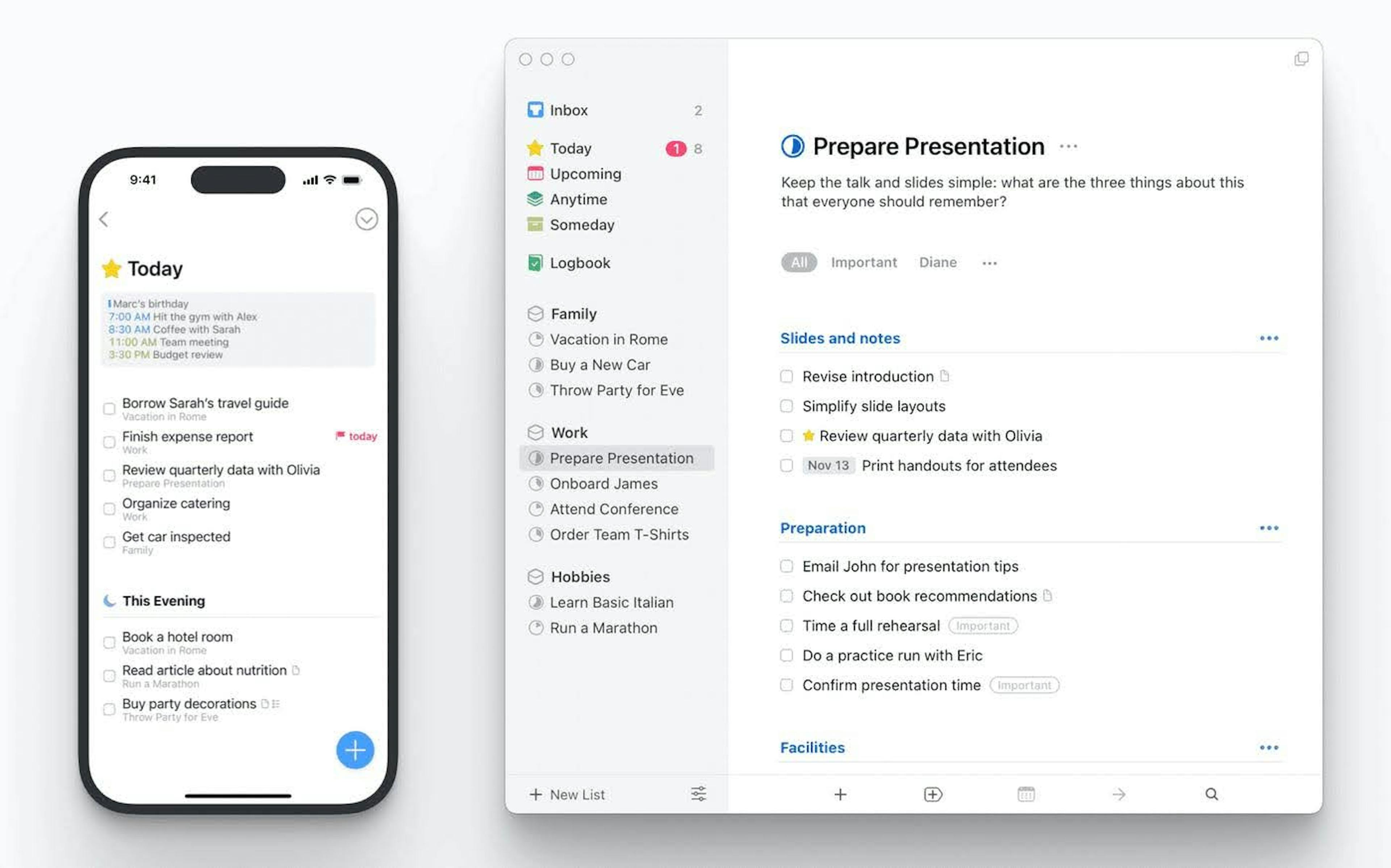 Things layout on Mac and iPhone