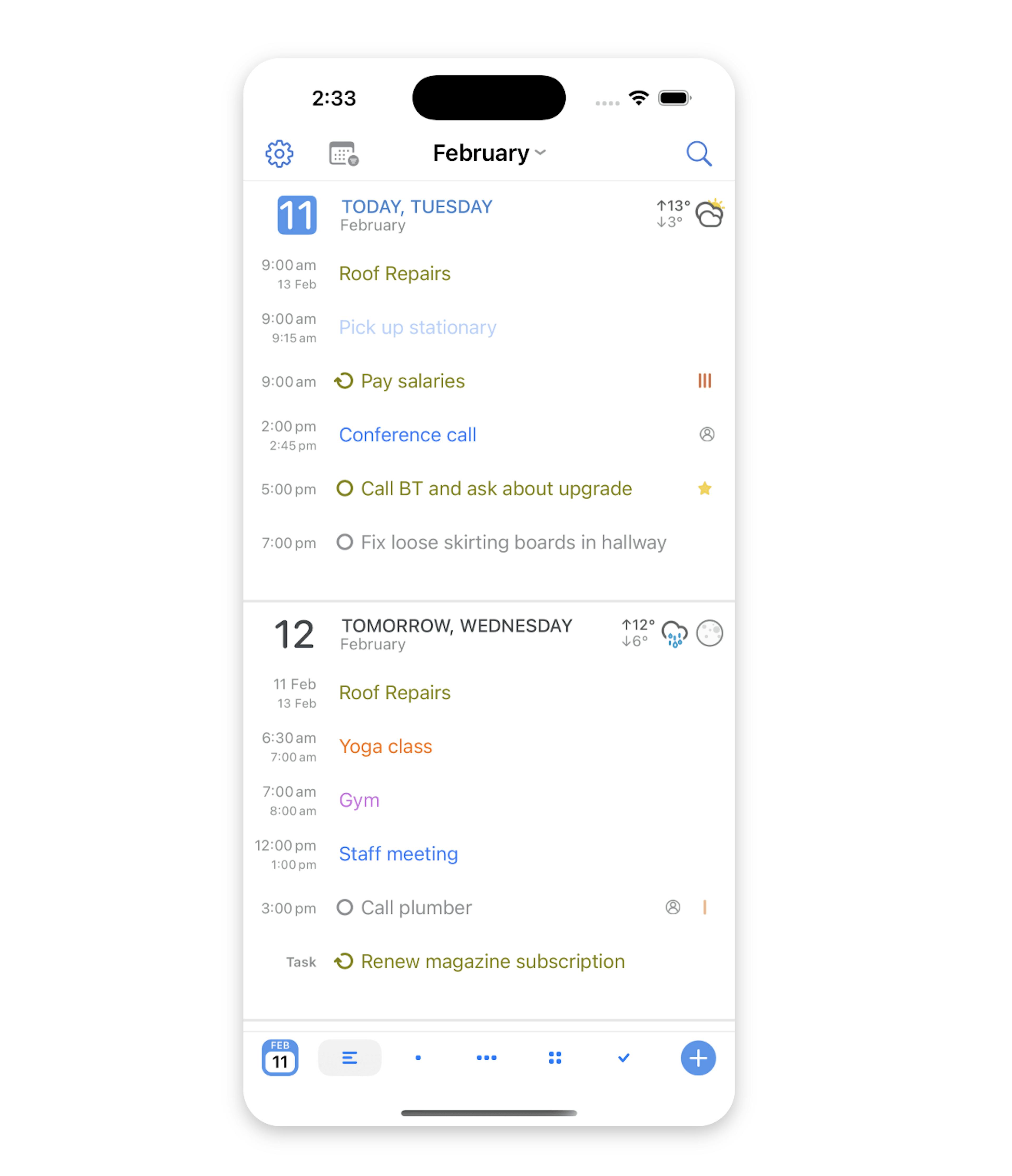 busy cal iphone screenshot