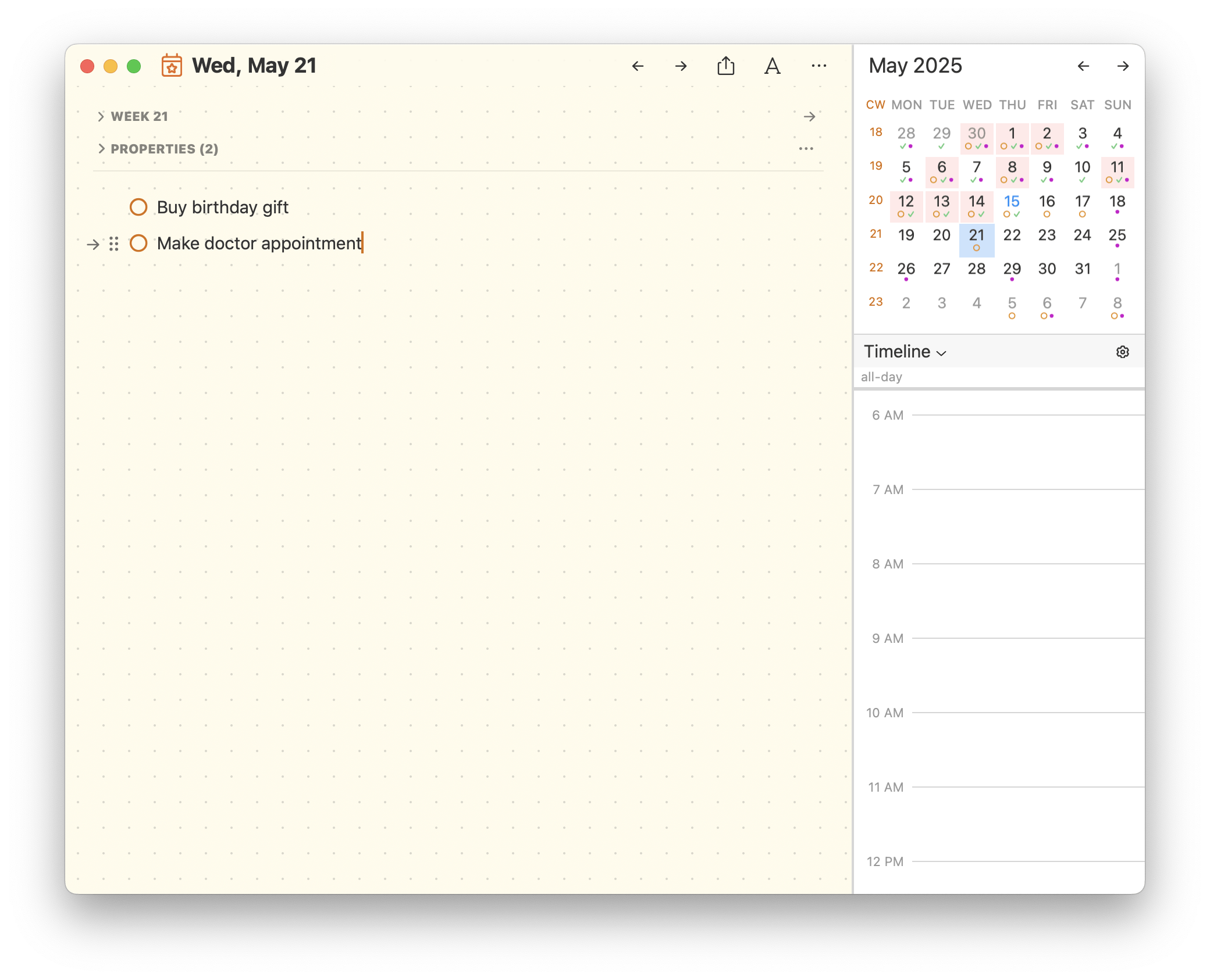 Tasks in the future log