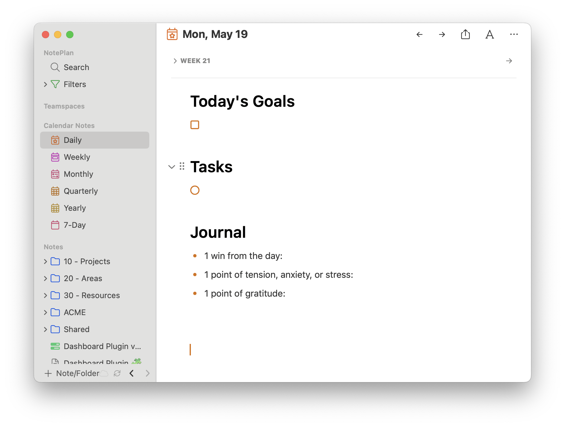 Daily spreads are daily logs in noteplan