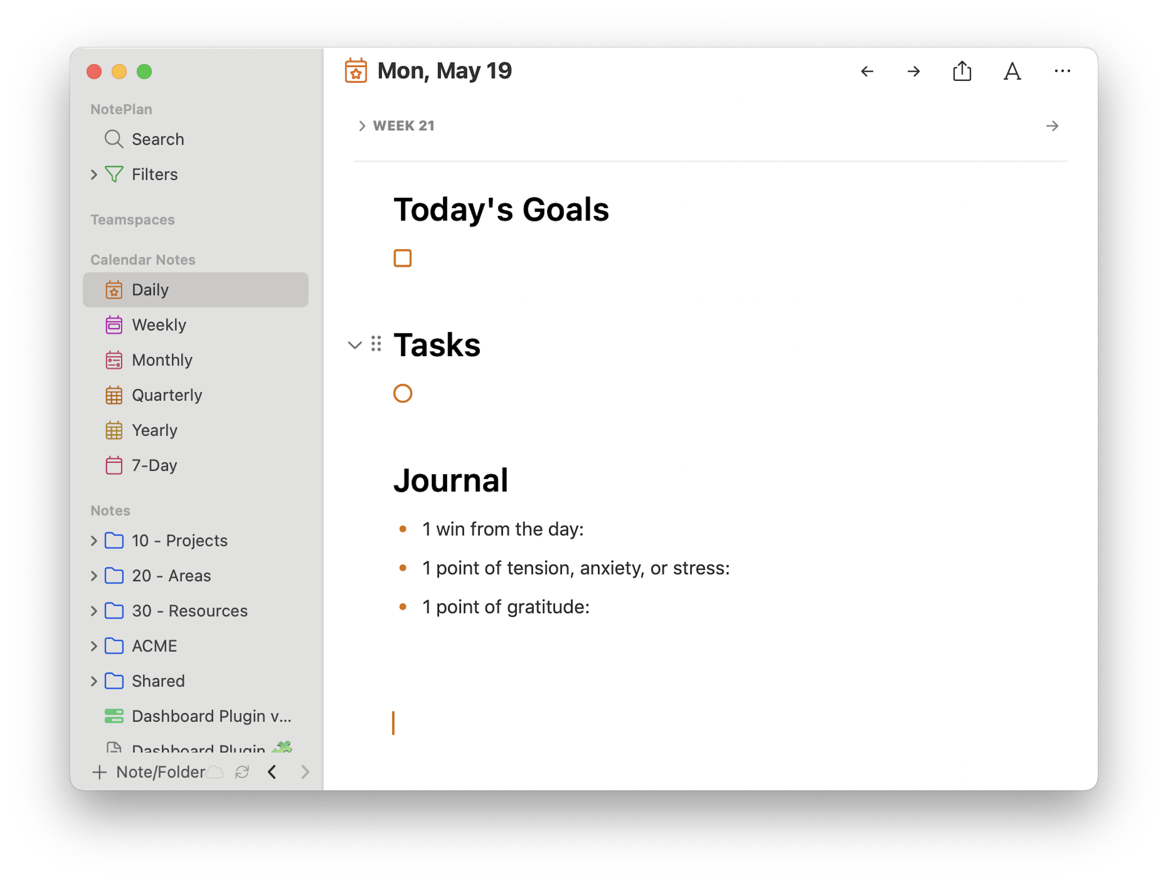 Daily spreads are daily logs in noteplan