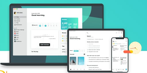 A screenshot of the Grid Diary app - it is an image for the article "Journaling Apps: 7 Simple Journals That Make Journaling a Breeze"