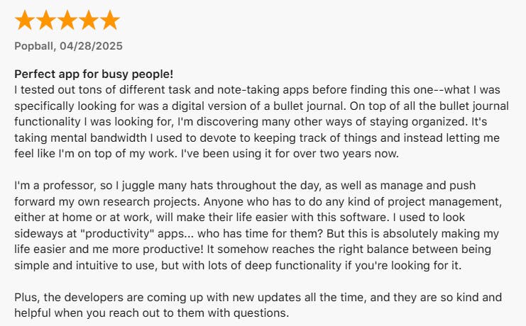 AppStore review for NotePlan