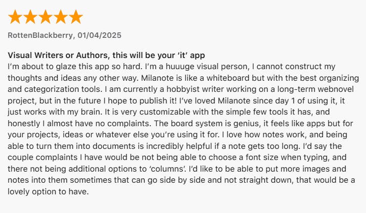 App Store Review Milanote