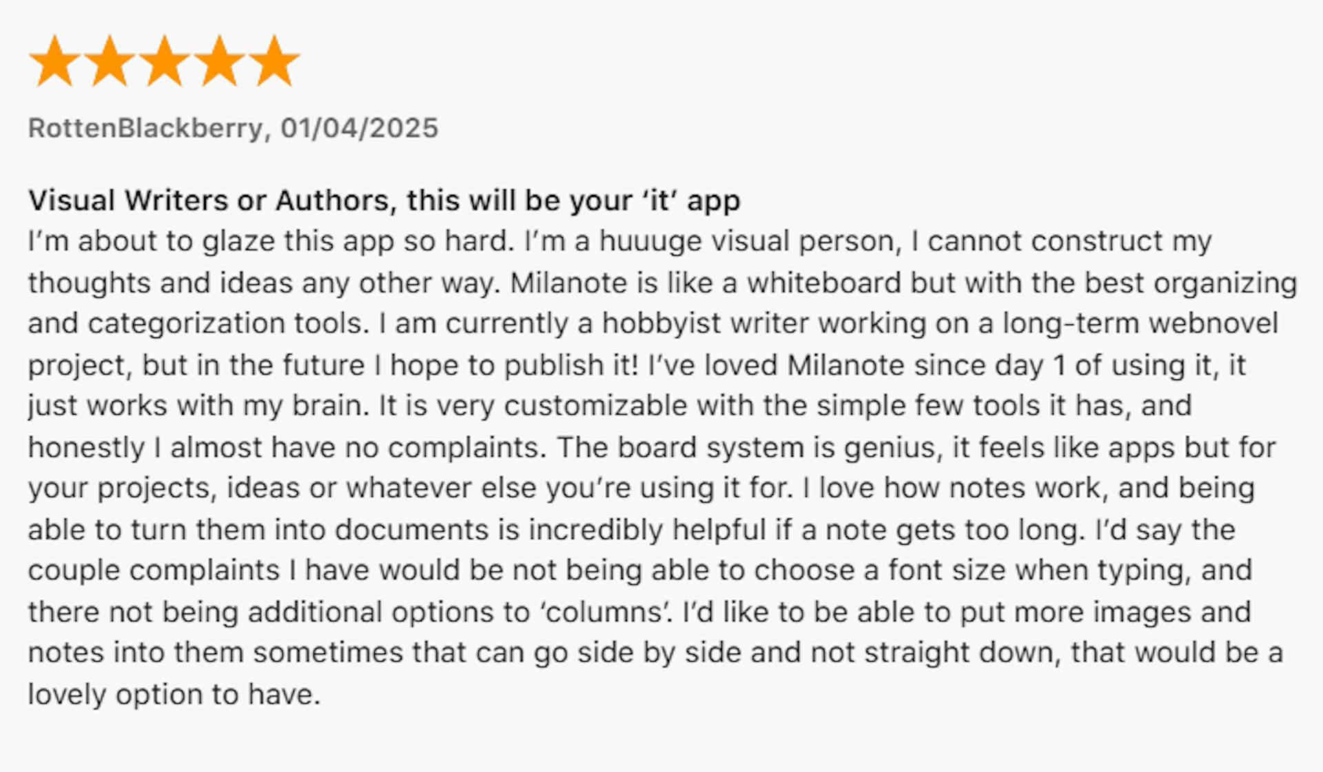 App Store Review Milanote