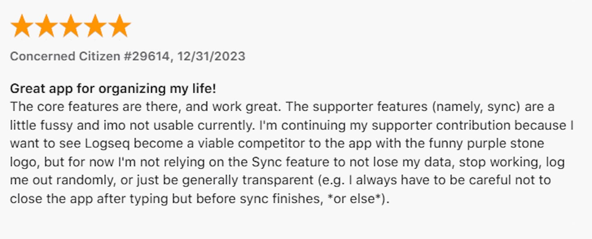 Logseq App Store Review