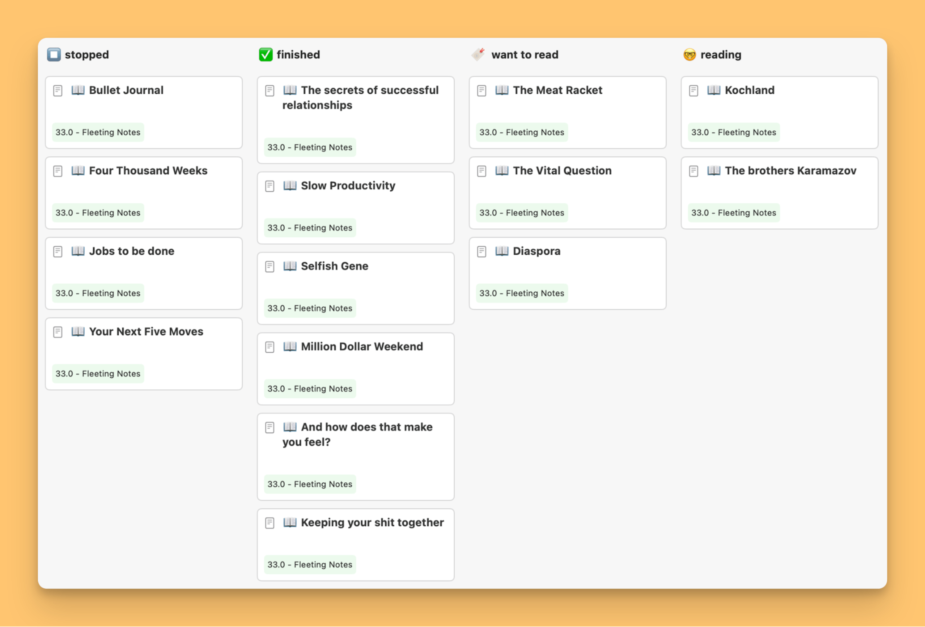 Kanban board view in NotePlan