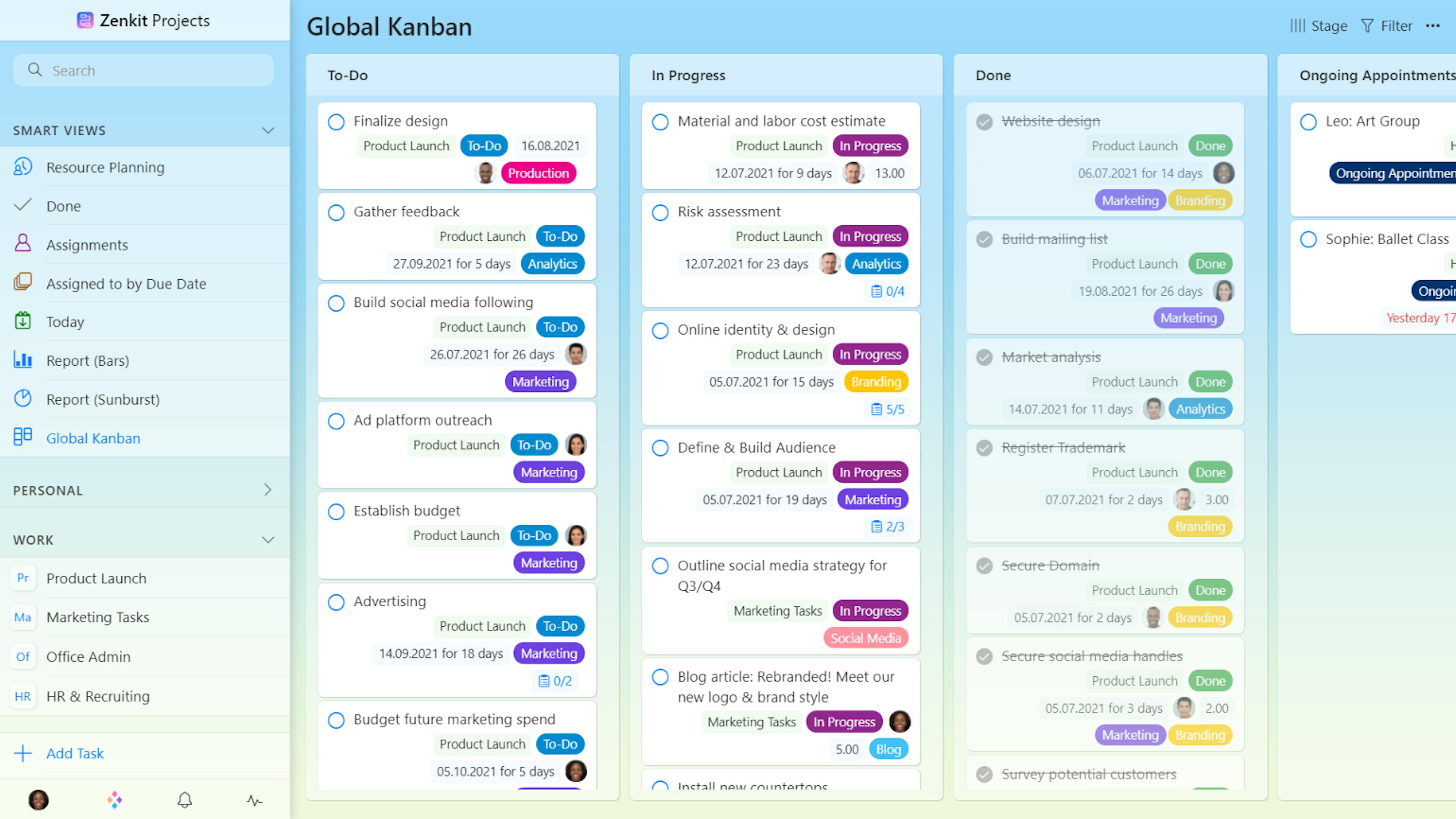 Zenkit Kanban Board Screenshot