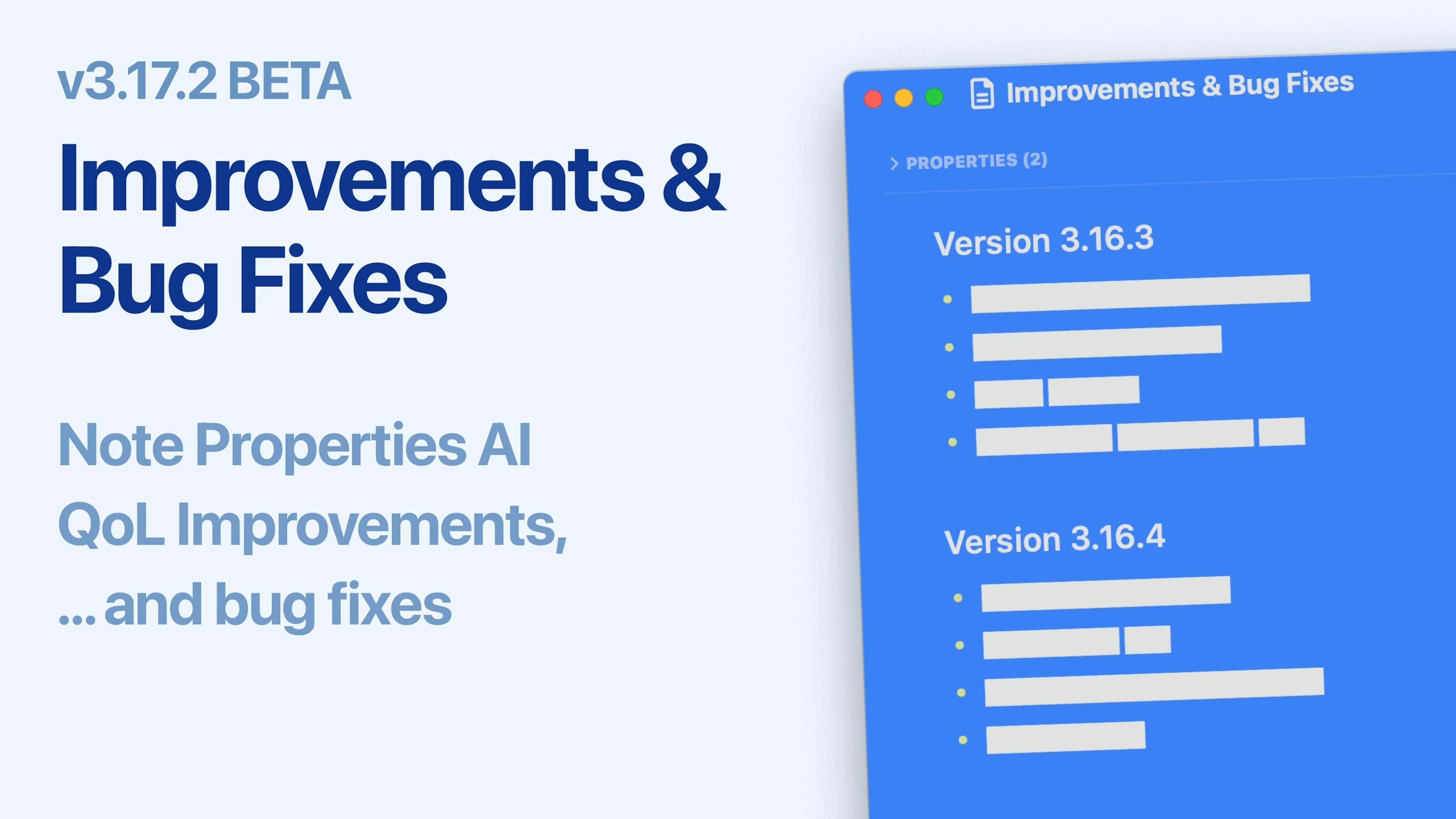Note Properties AI and Quality of life improvements BETA