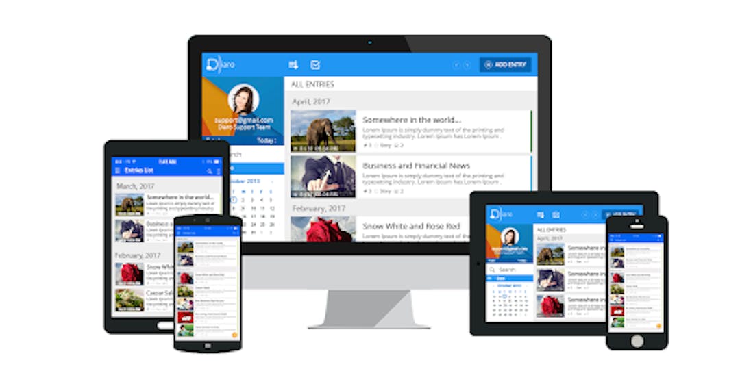 A screenshot of the Diaro app - it is an image for the article "The Best Online Journal: 5 Killer Apps for Journaling"