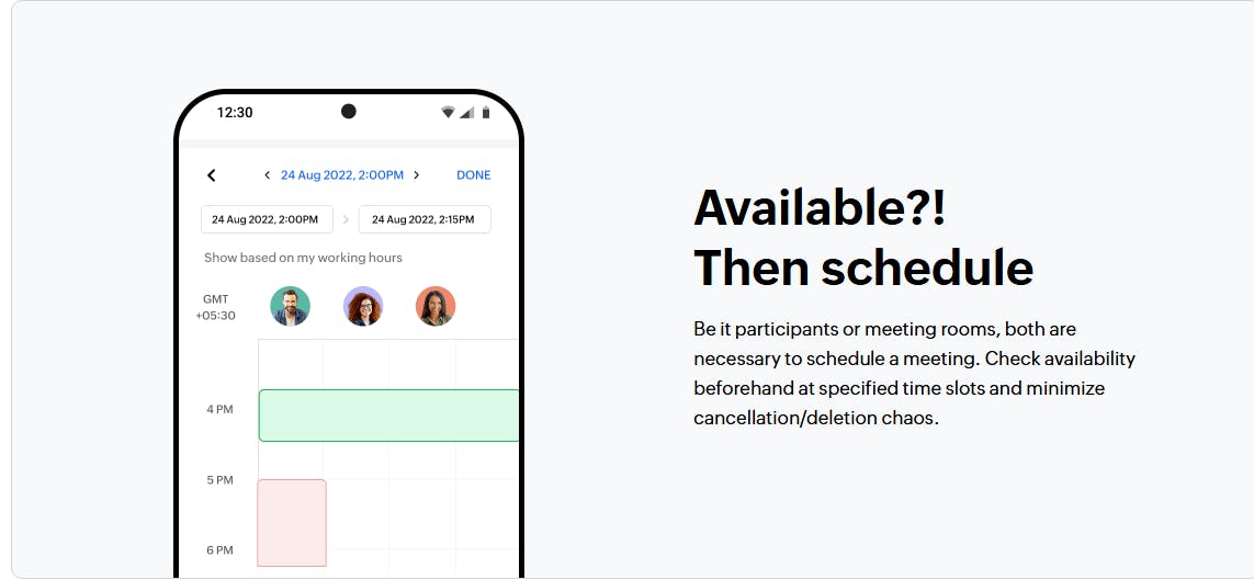 A screenshot showing the Zoho calendar app - it is for the article "Online Calendar: 9 Simple Apps That Make Organization Easy"