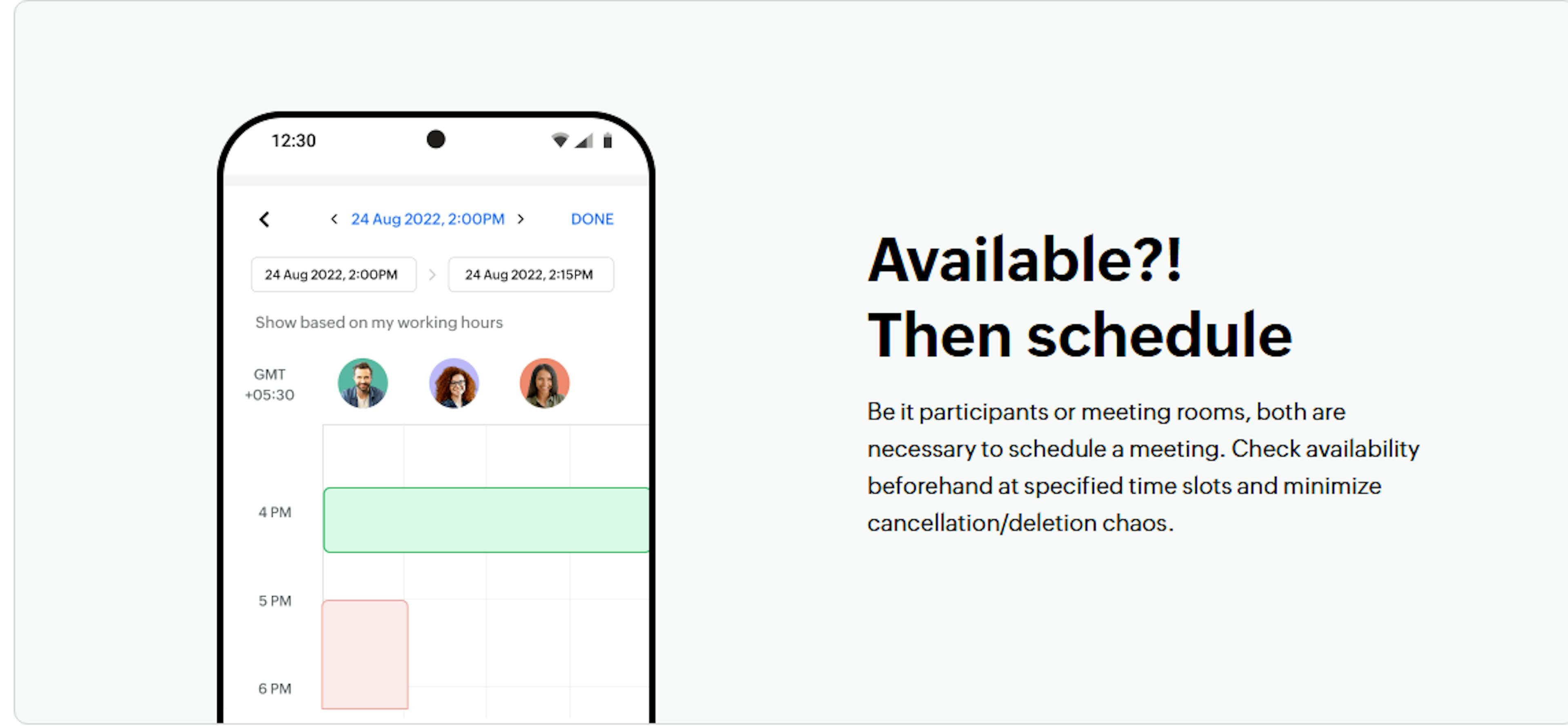 A screenshot showing the Zoho calendar app - it is for the article "Online Calendar: 9 Simple Apps That Make Organization Easy"