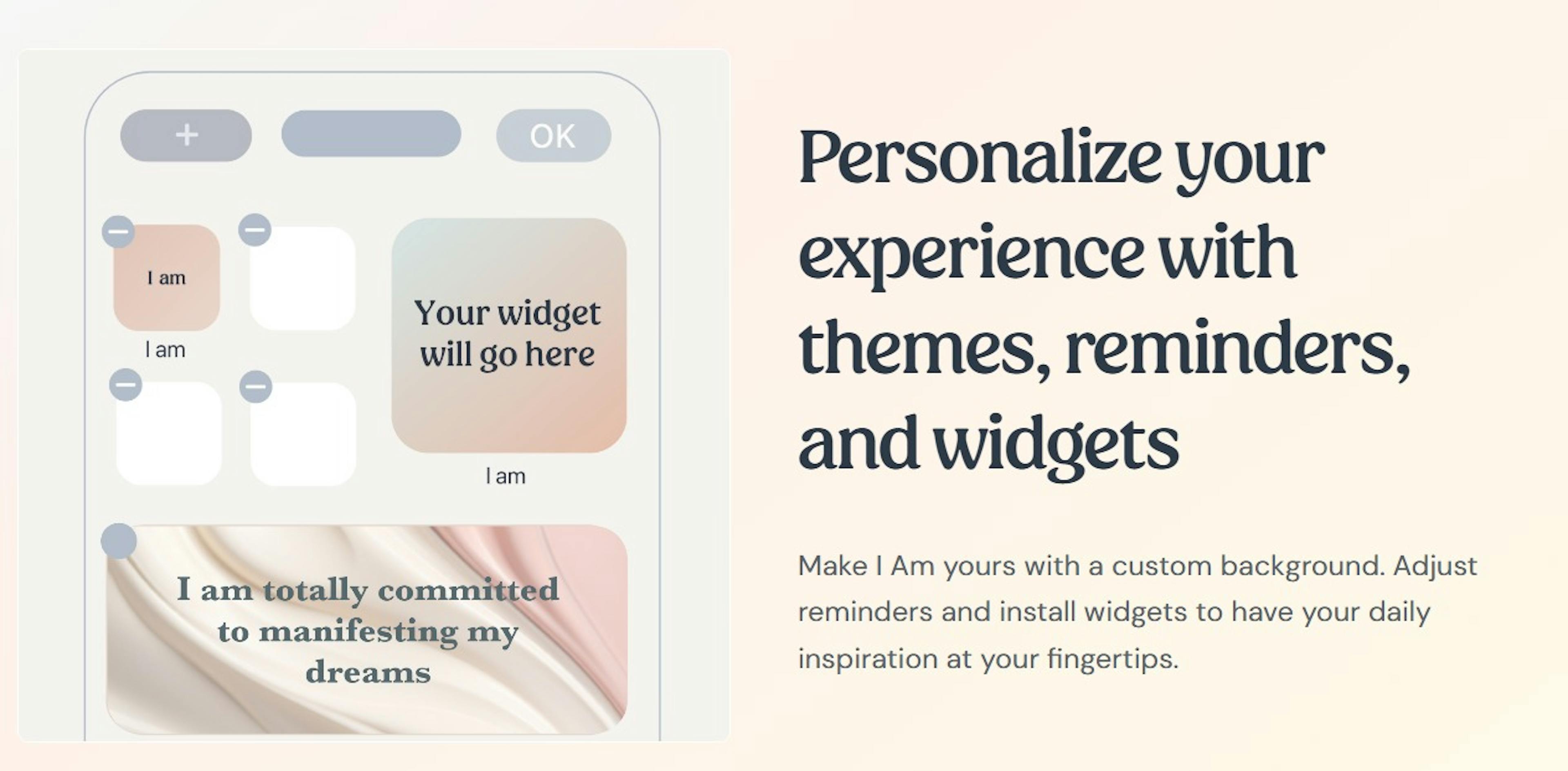 A screenshot of the I Am app - it is an image for the article "Manifestation Journal: 4 Simple Journals That Actually Work"