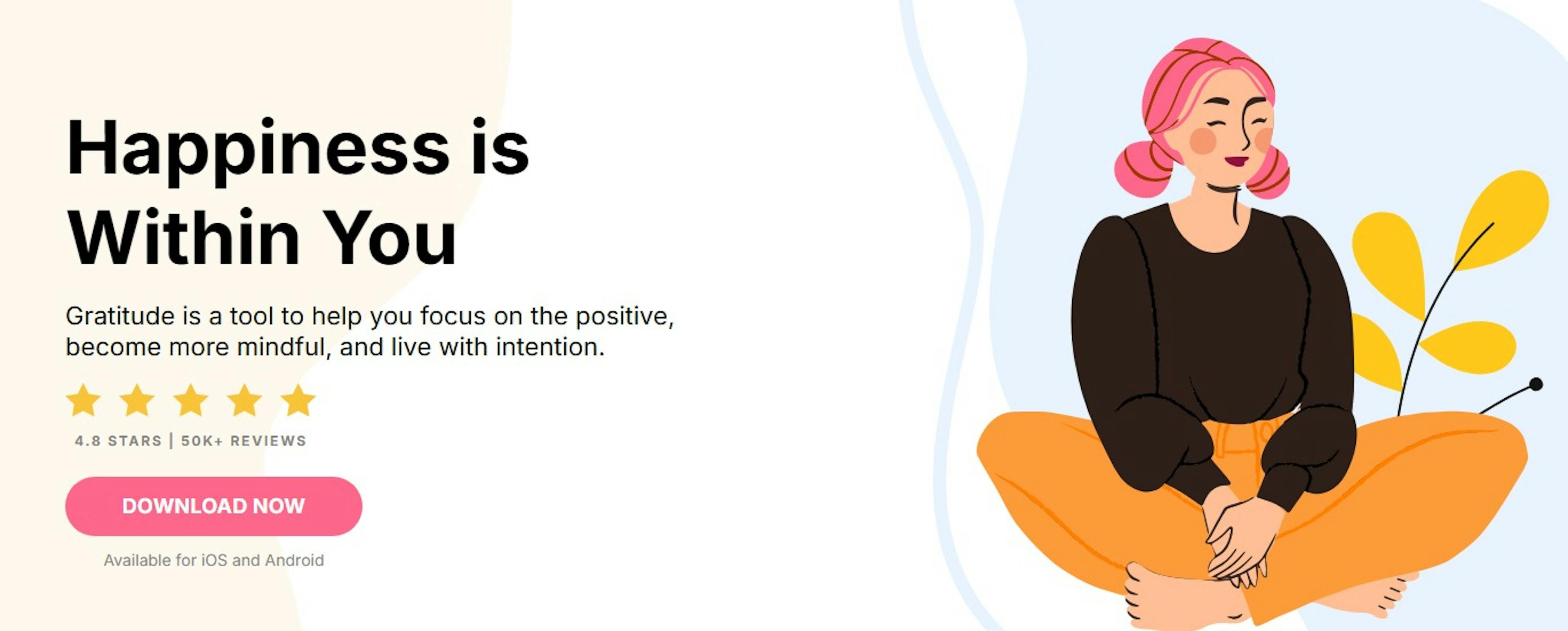A screenshot of the Gratitude app - it is an image for the article "Manifestation Journal: 4 Simple Journals That Actually Work"