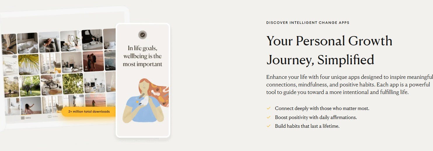 A screenshot of the Five Minute Journal app - it is an image for the article "5 Minute Journal: 7 Journals That Make Journaling Easy"