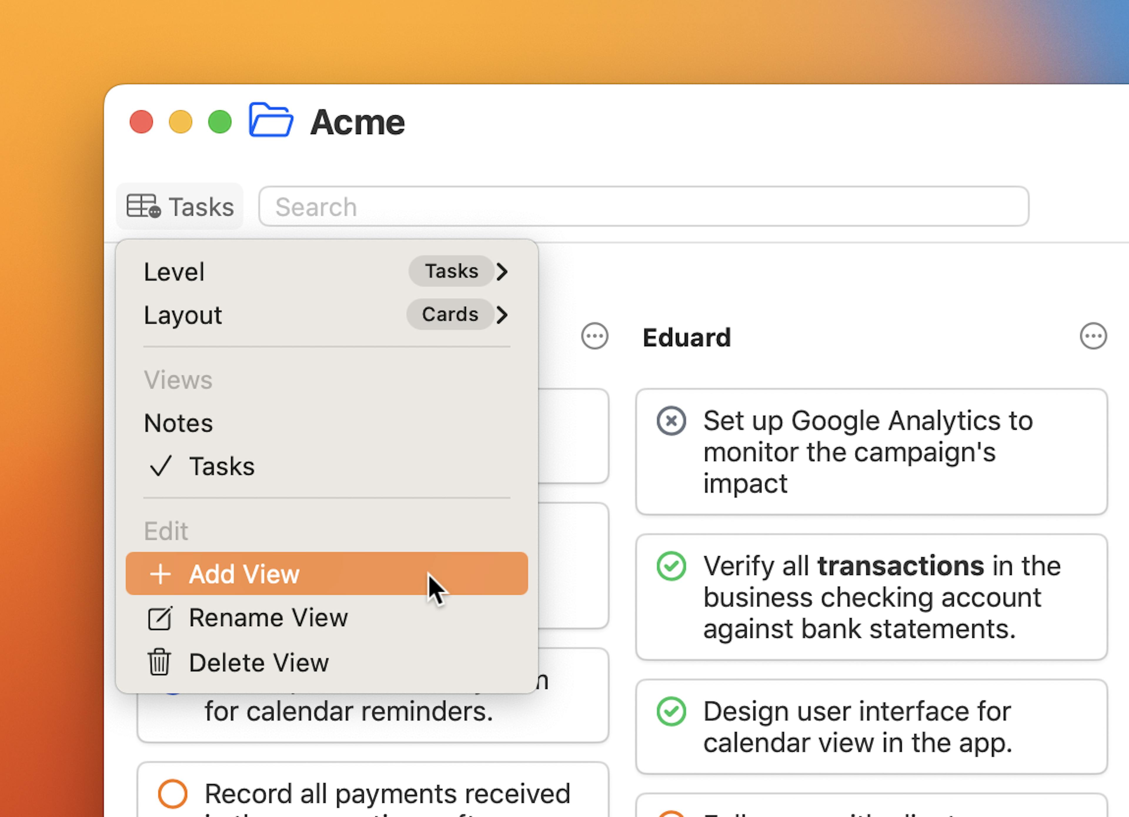 Add a new view in a folder view