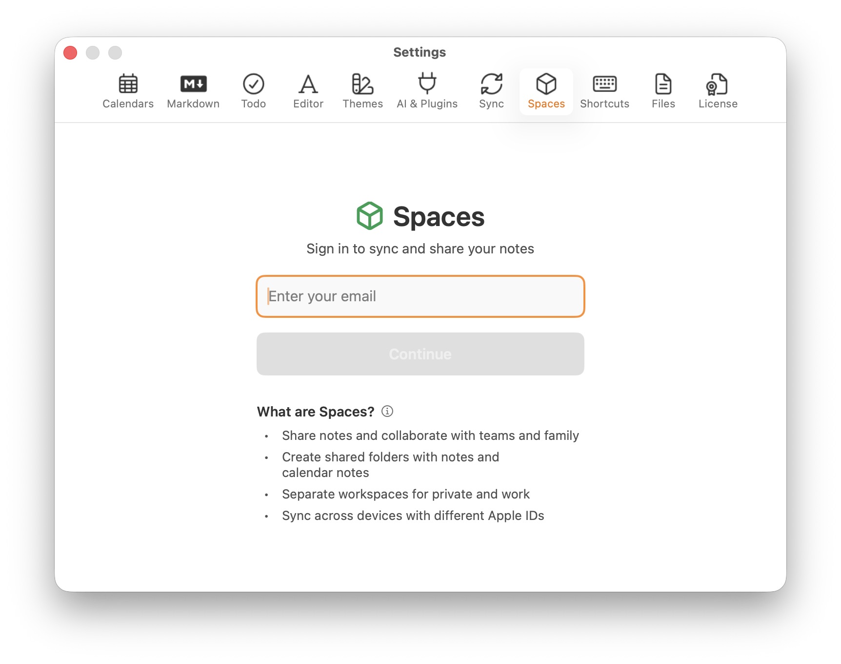 Spaces Login