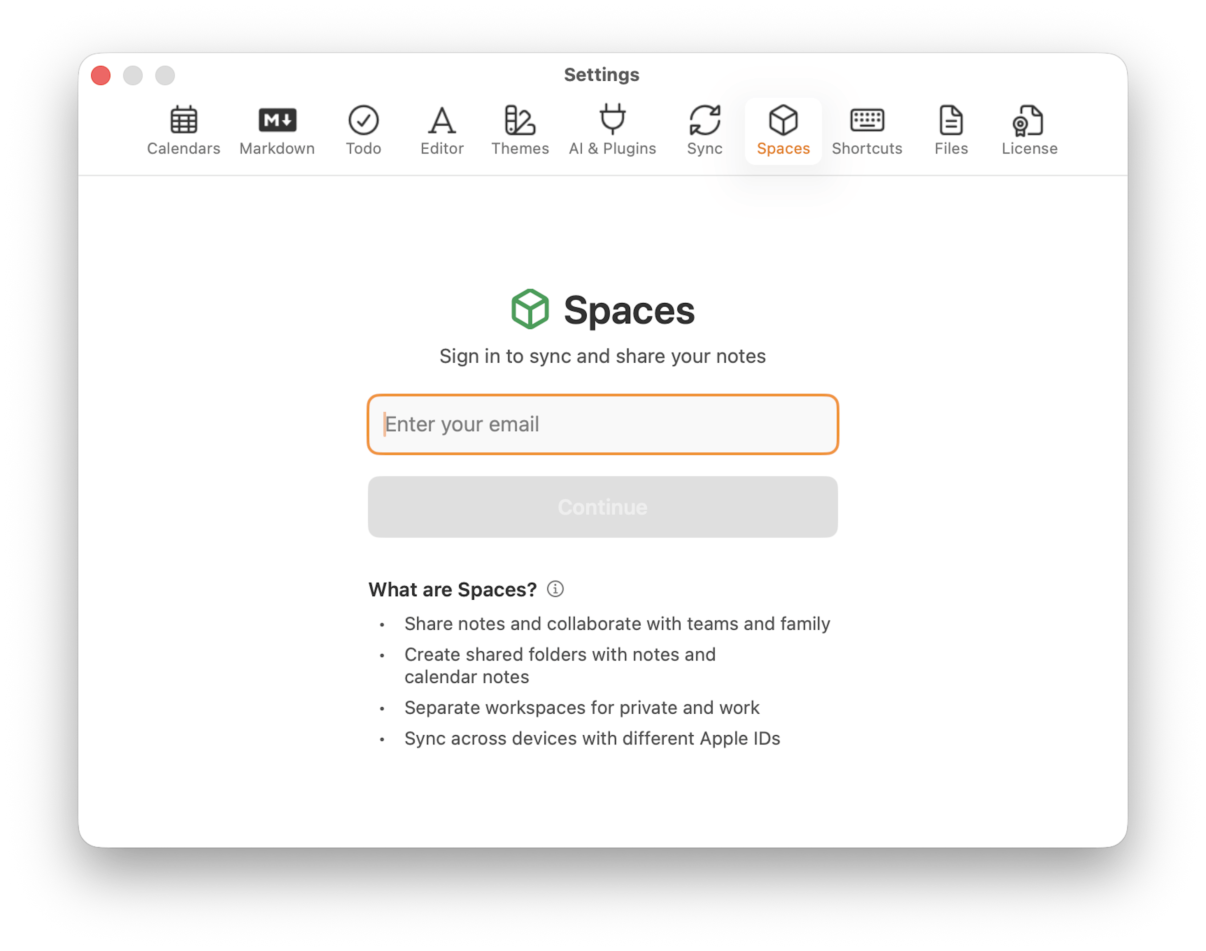 Spaces Login