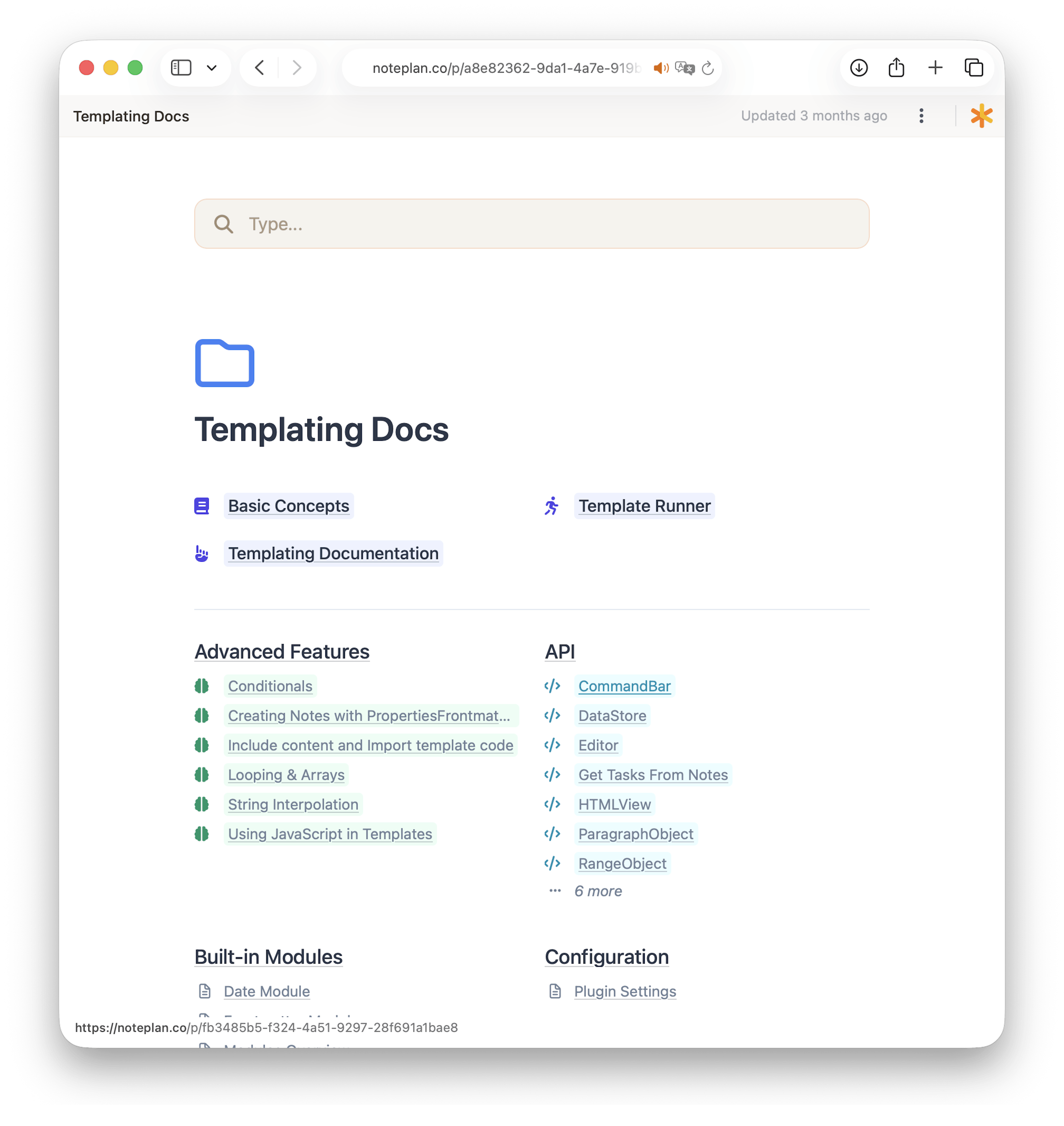 Spaces Weblink example