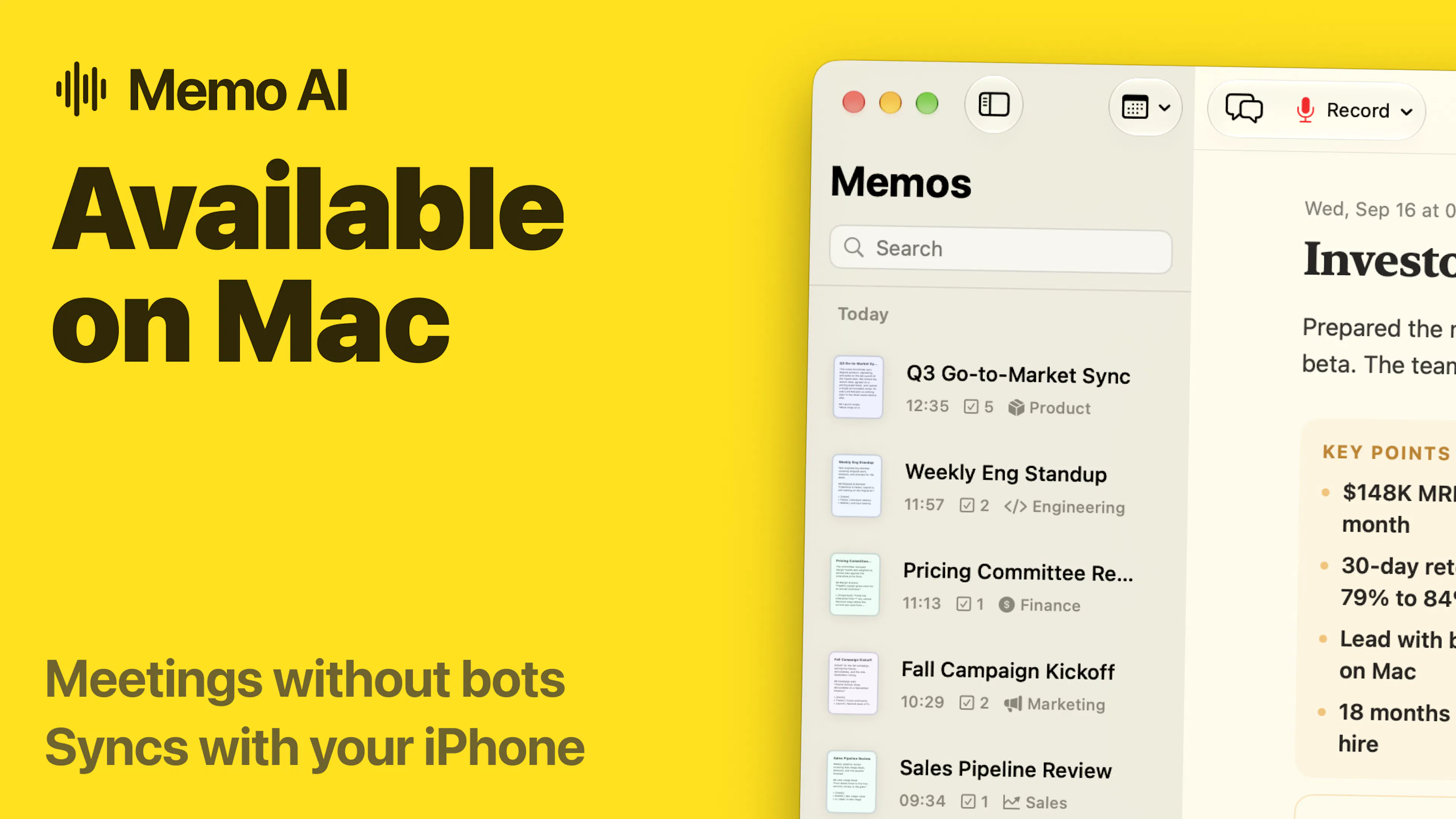 Memo AI available on Mac