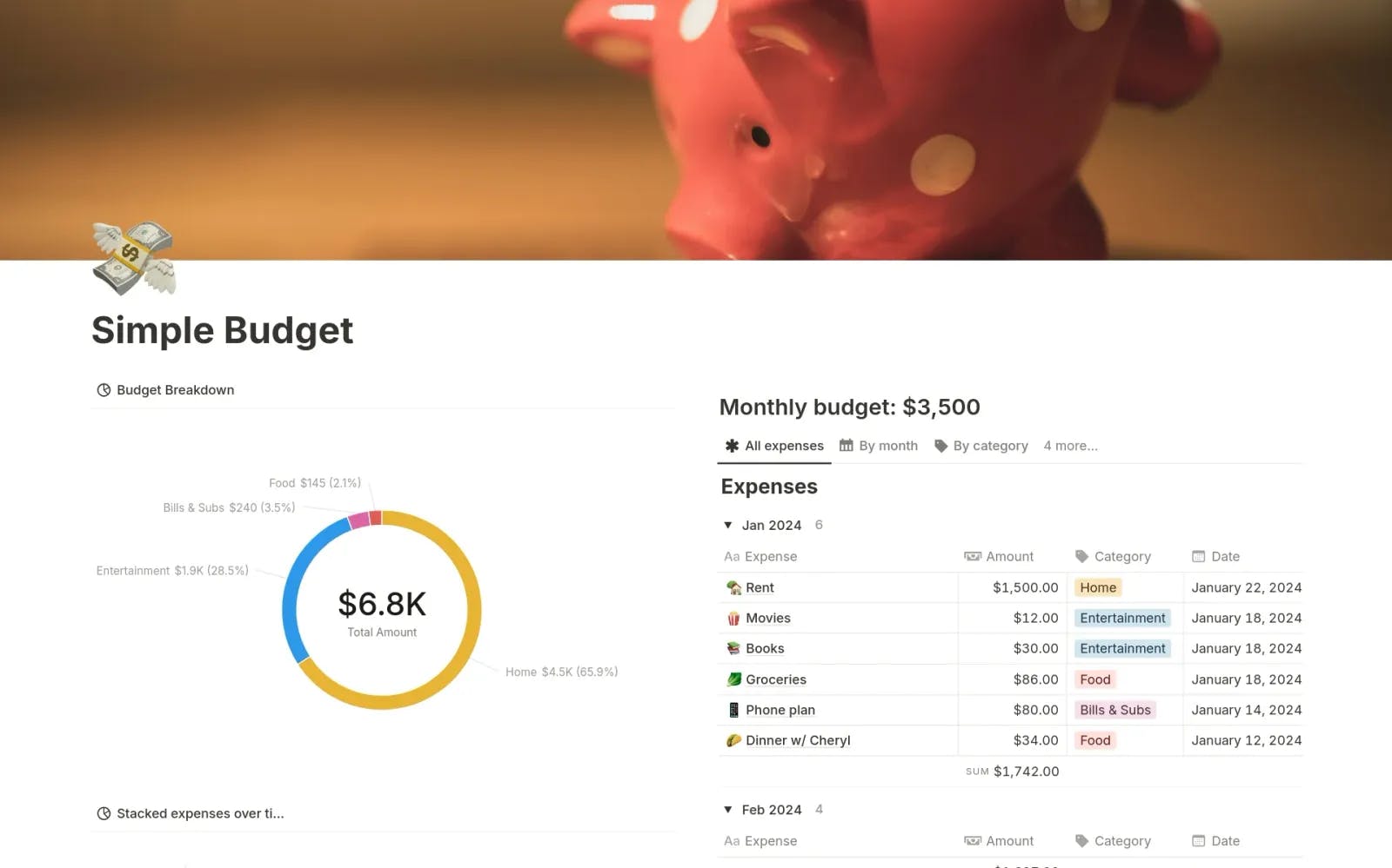 Simple budget - budget template by Notion .webp
