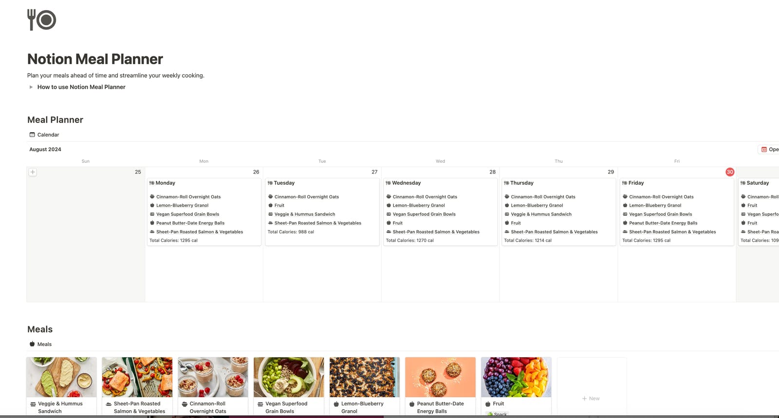 Meal Planner by Notionhood