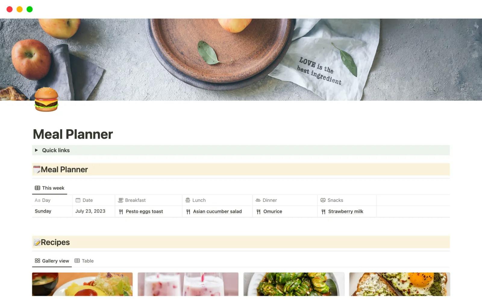 Meal Planner by Vy Phang