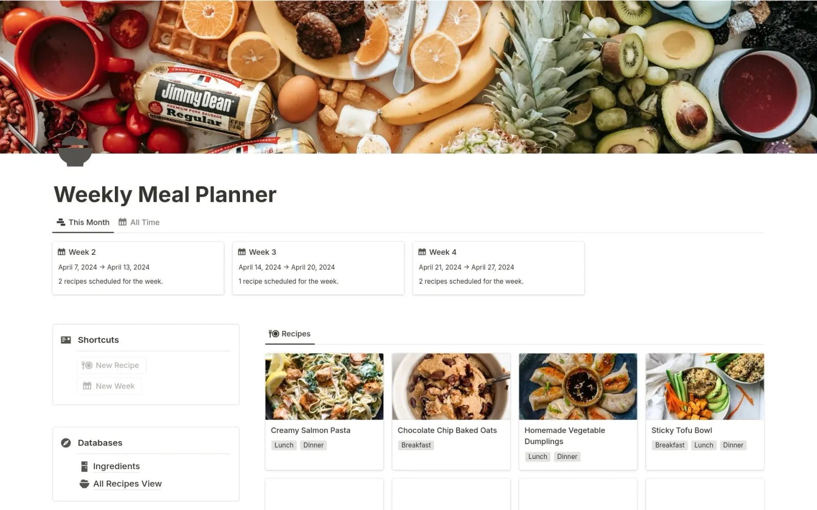 Weekly Meal Planner by Systems with Erika