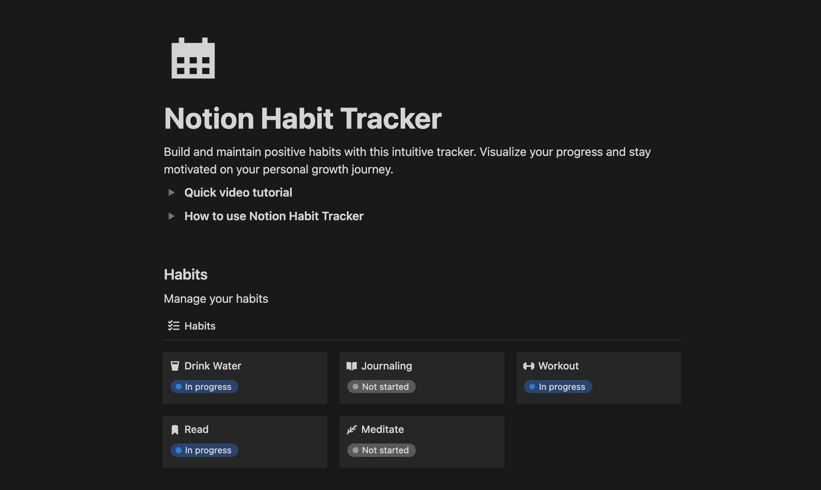 Notionhood Habit Tracker Template