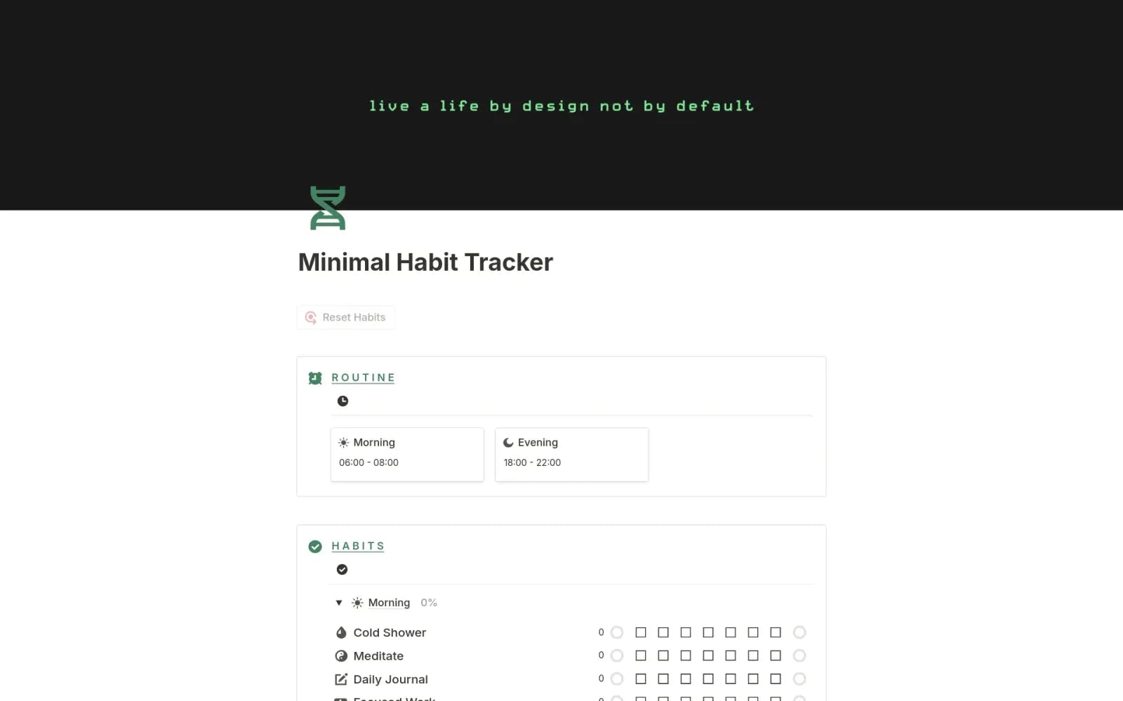 Minimalist Habit Tracker by Chris Punt
