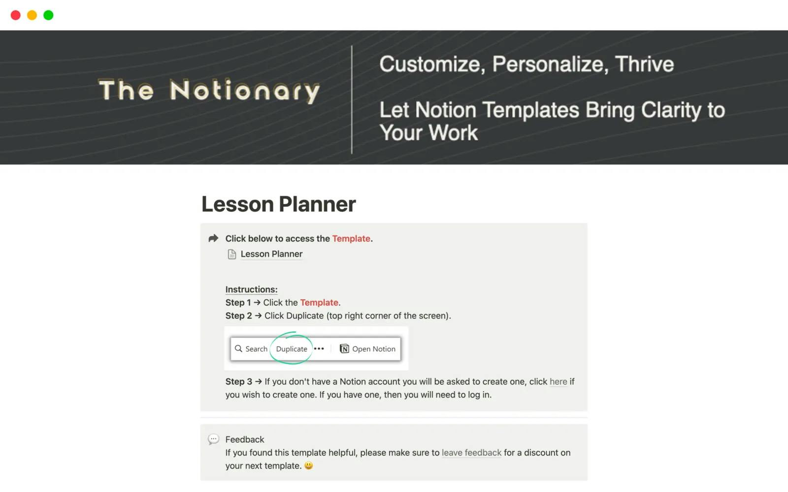 Lesson Planner by TheNotionary (Free).webp