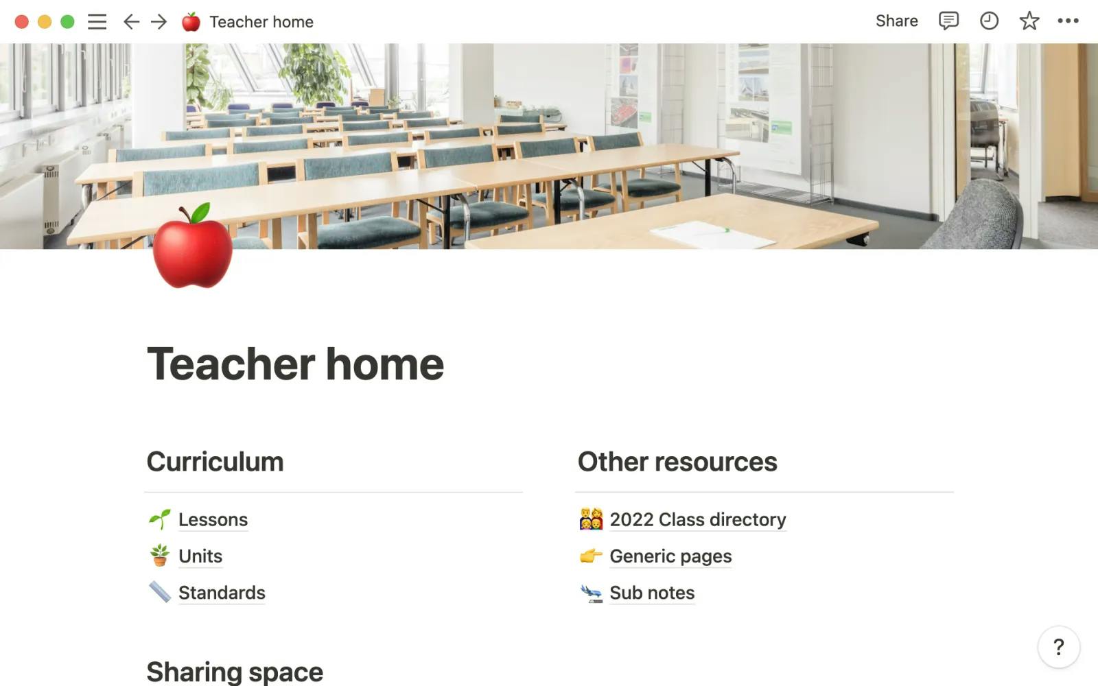 Teacher home by Notion (Free)
