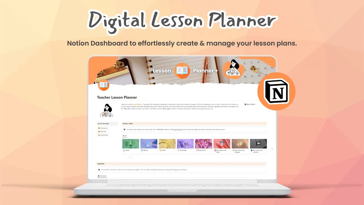 Digital Lesson Planner template by Notion4Teachers (Paid)