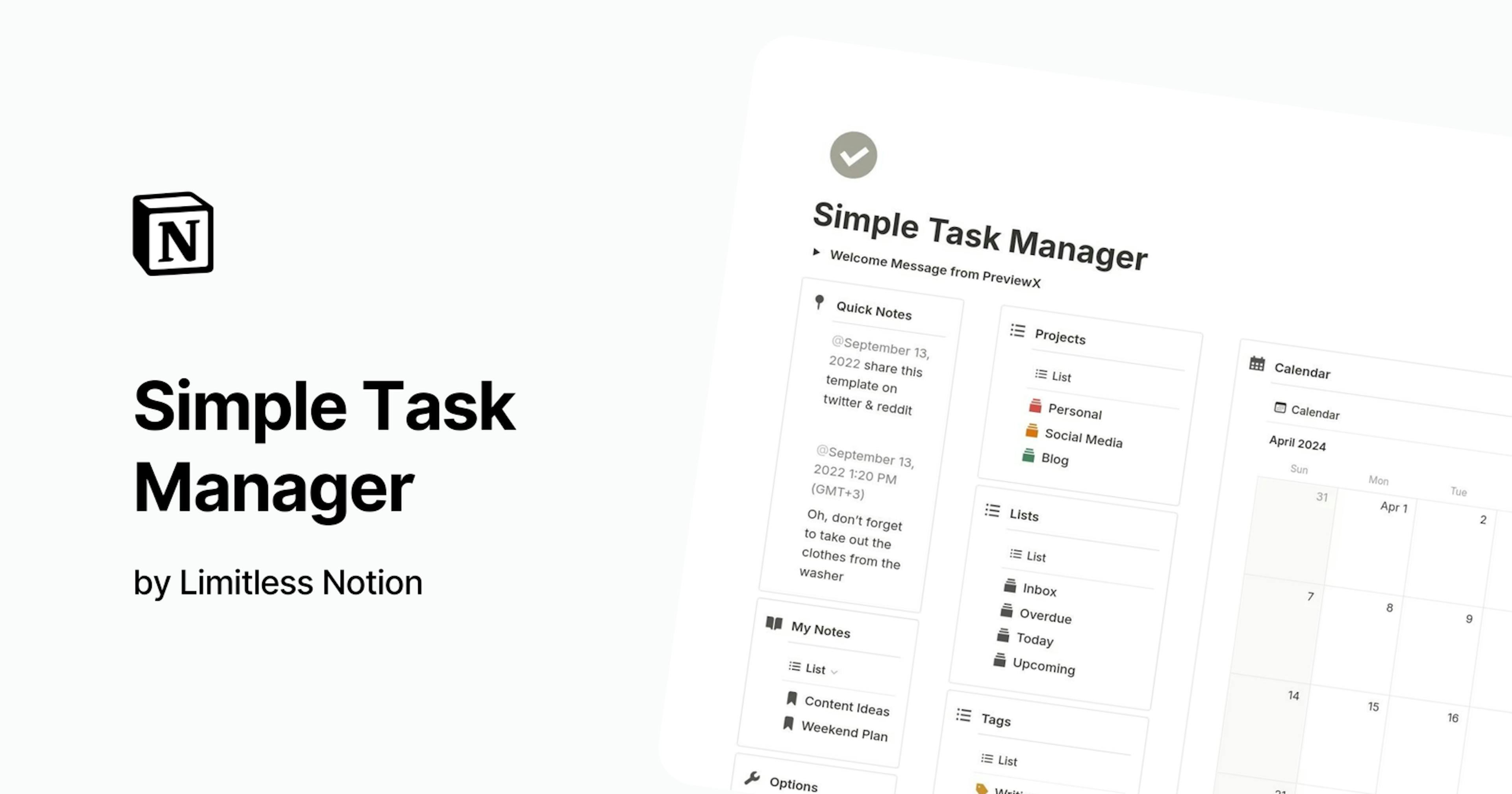 Simple Task Manager - to-do list by Limitless Notion 