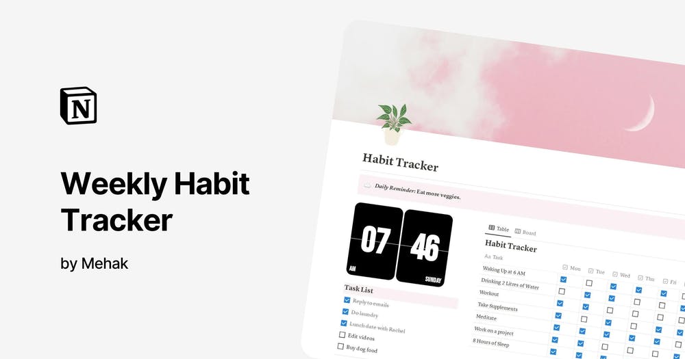 Weekly Habit tracker bu Mehak