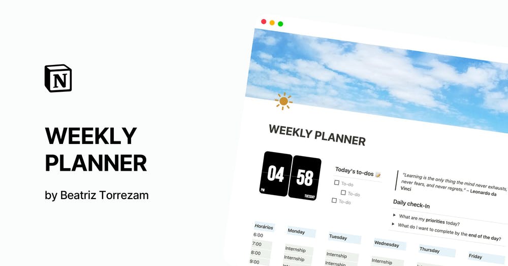 Weekly planner by Beatriz Torrezam