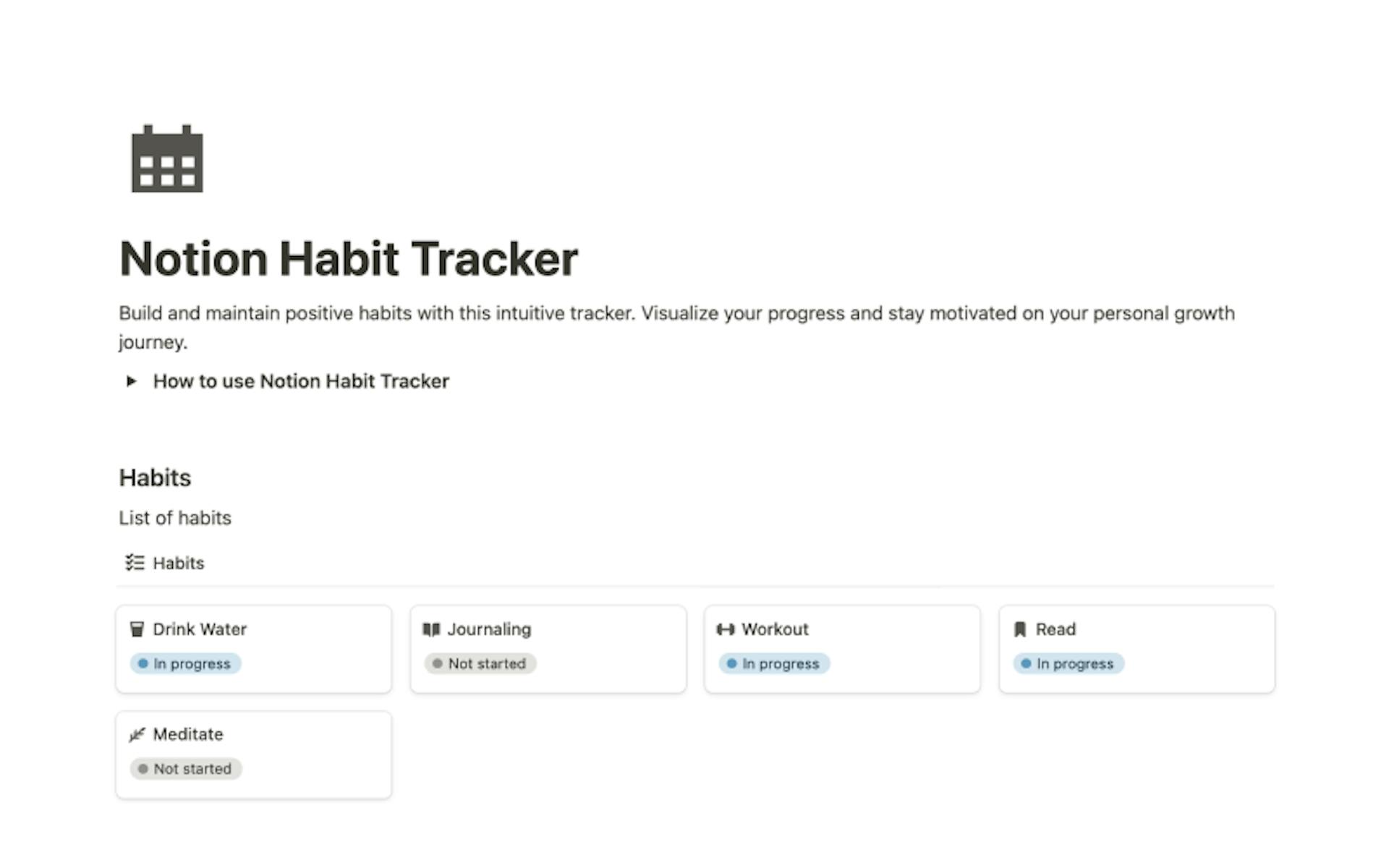 Notion Habit Tracker