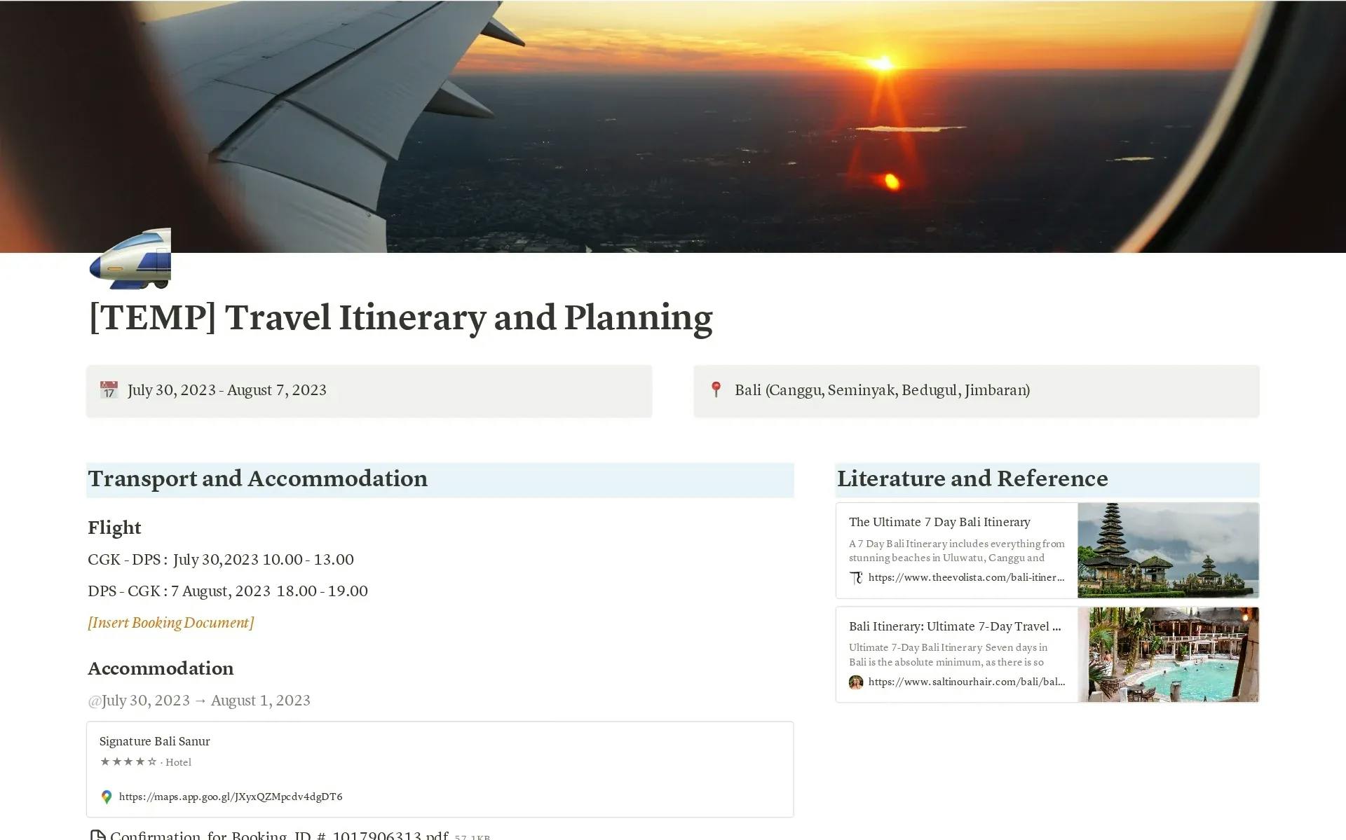 Travel Itinerary and Planning