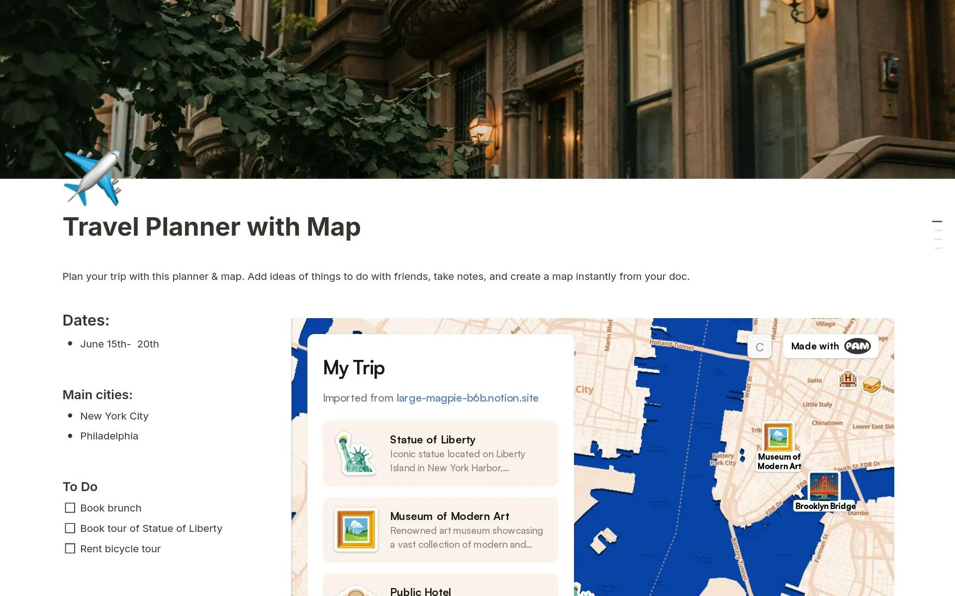Travel Planner with Map
