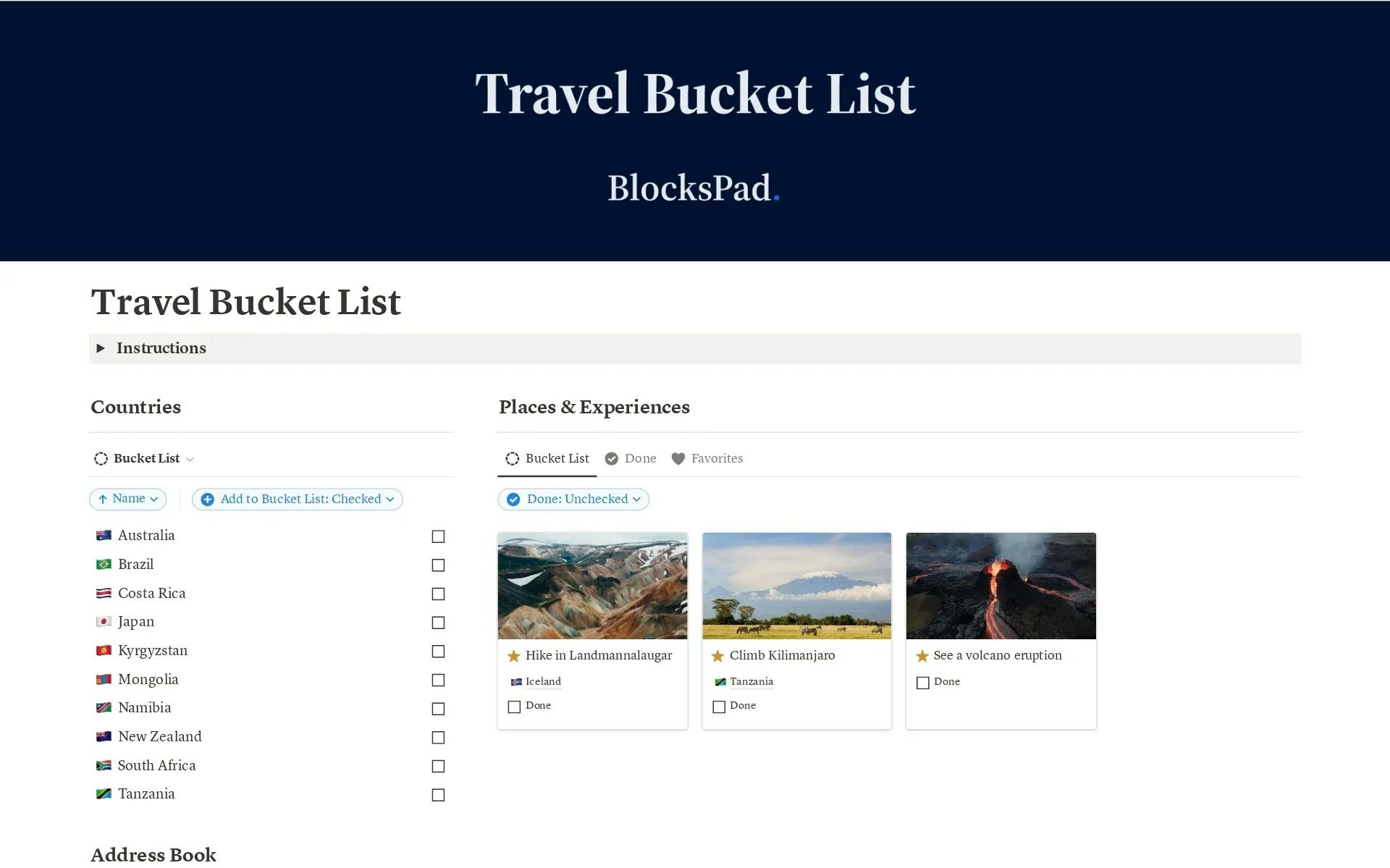 Travel Bucket List