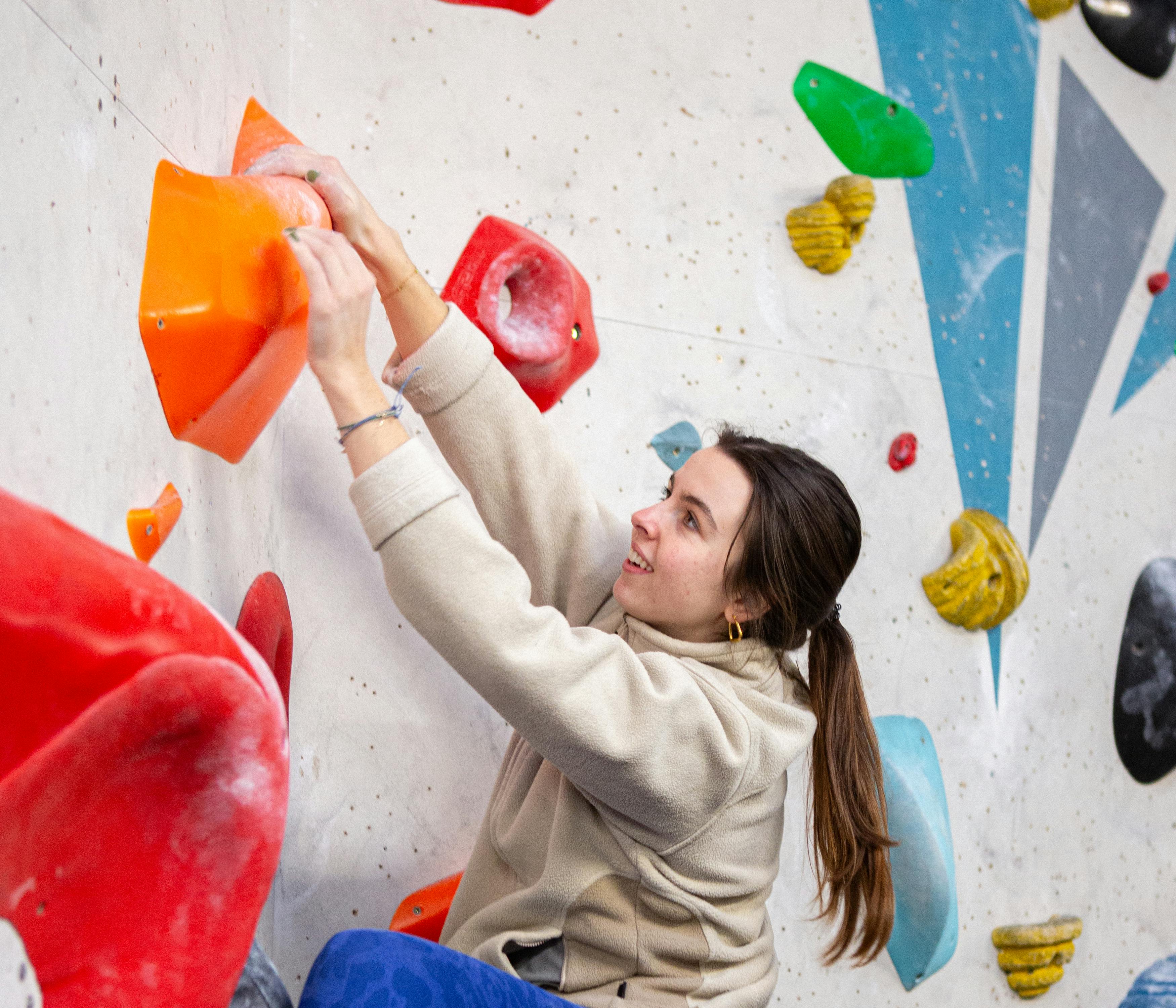 climber on bouldering wall