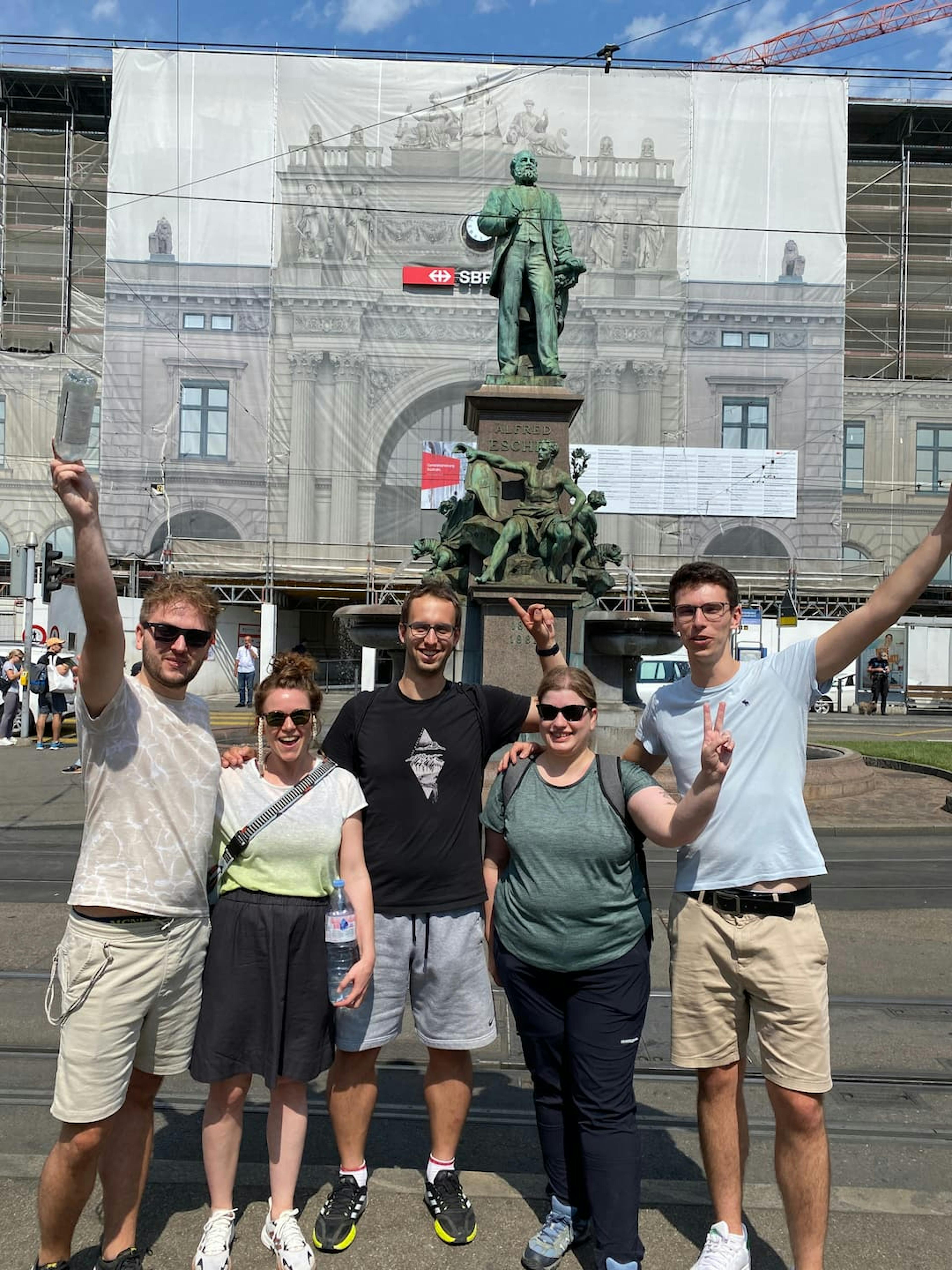 Zurich Main train station happy team