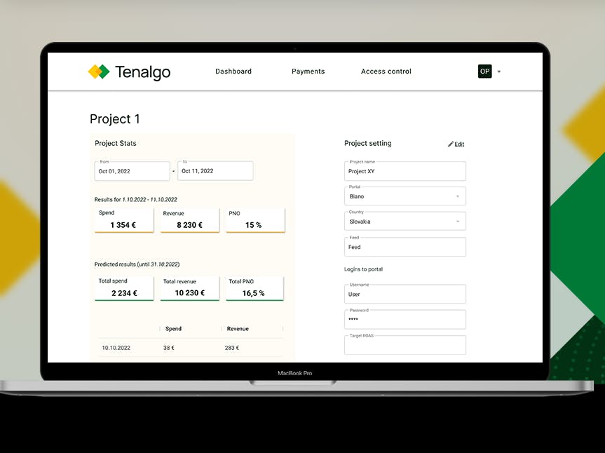 Tenalgo app screenshot