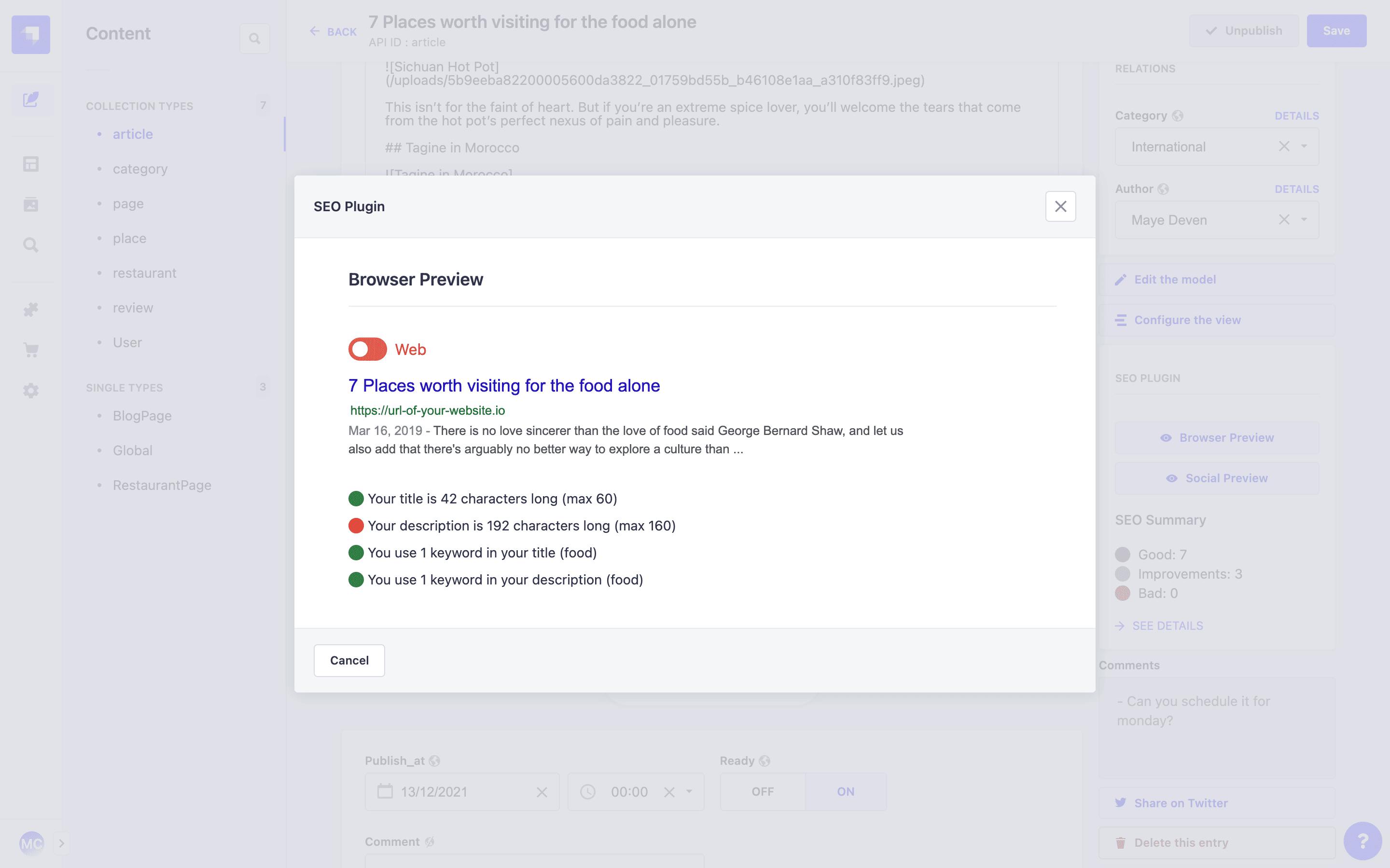 strapi seo plugin screenshot