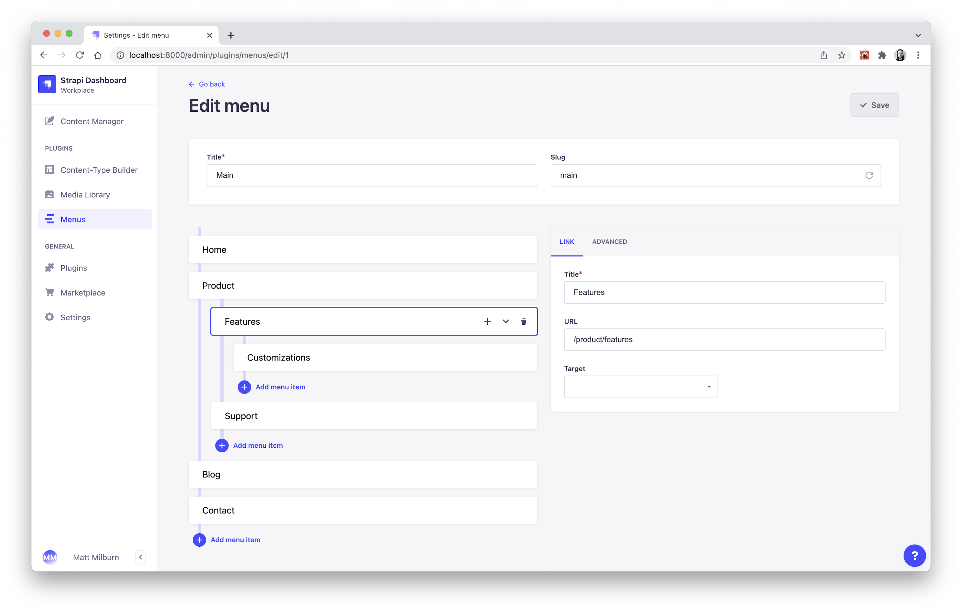 Menu Structure Customization