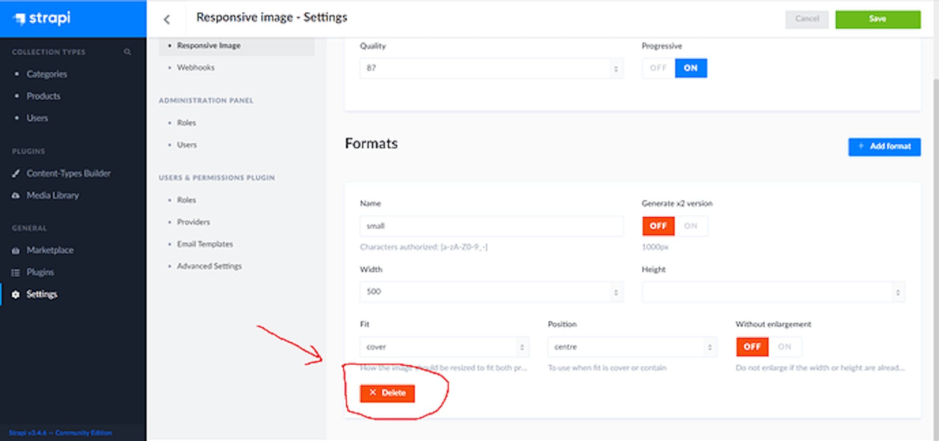 responsive image settings example