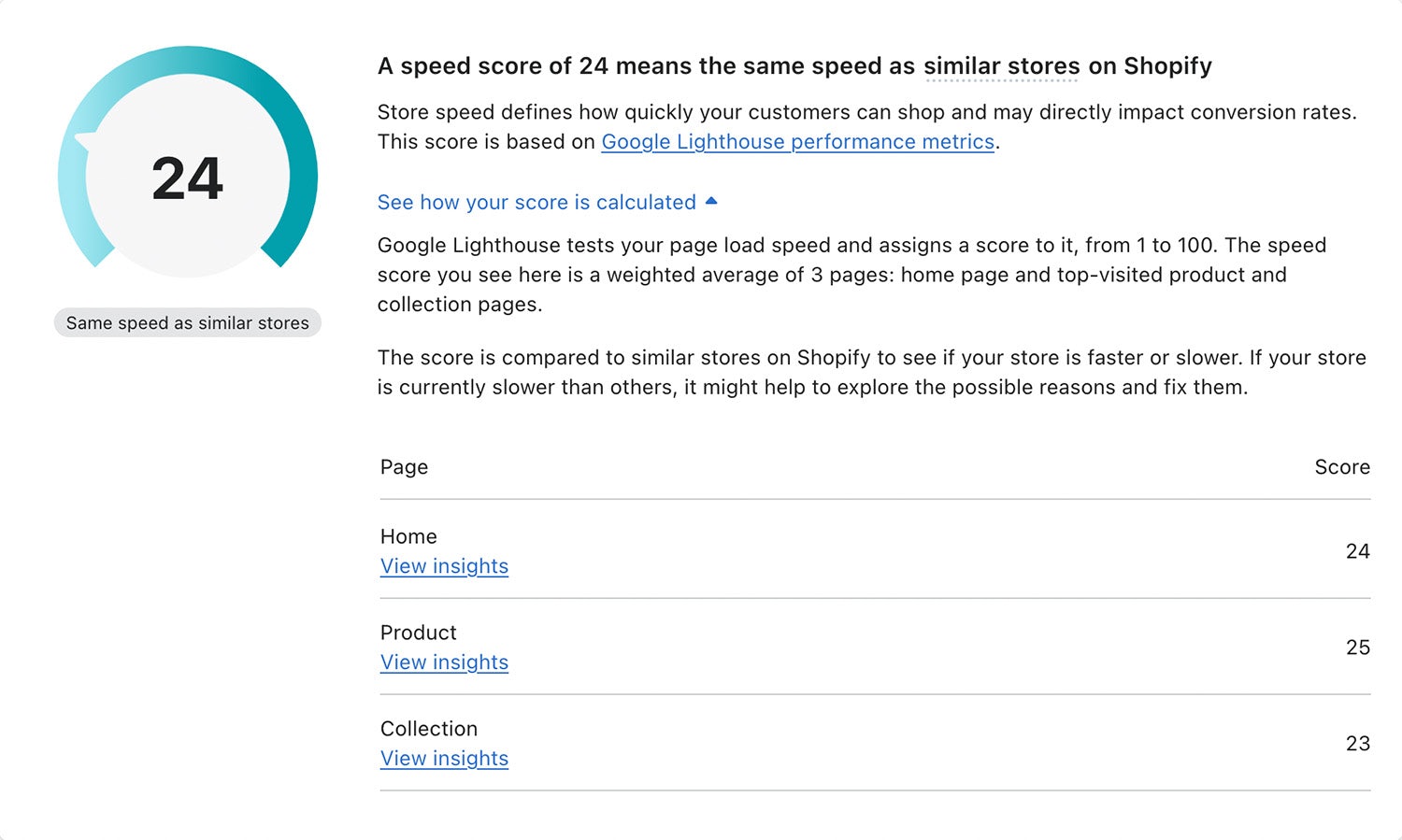 Shopify Theme Score