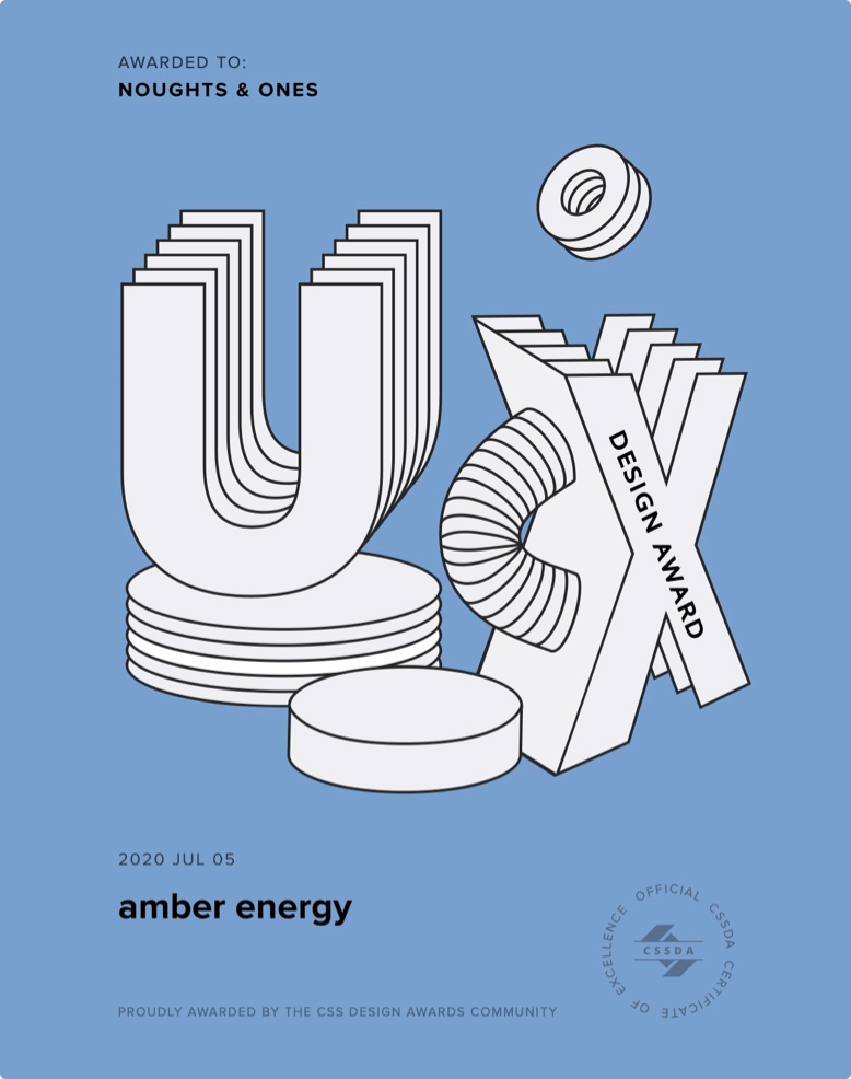 CSSDA UX Design Award for amber energy by Noughts & Ones