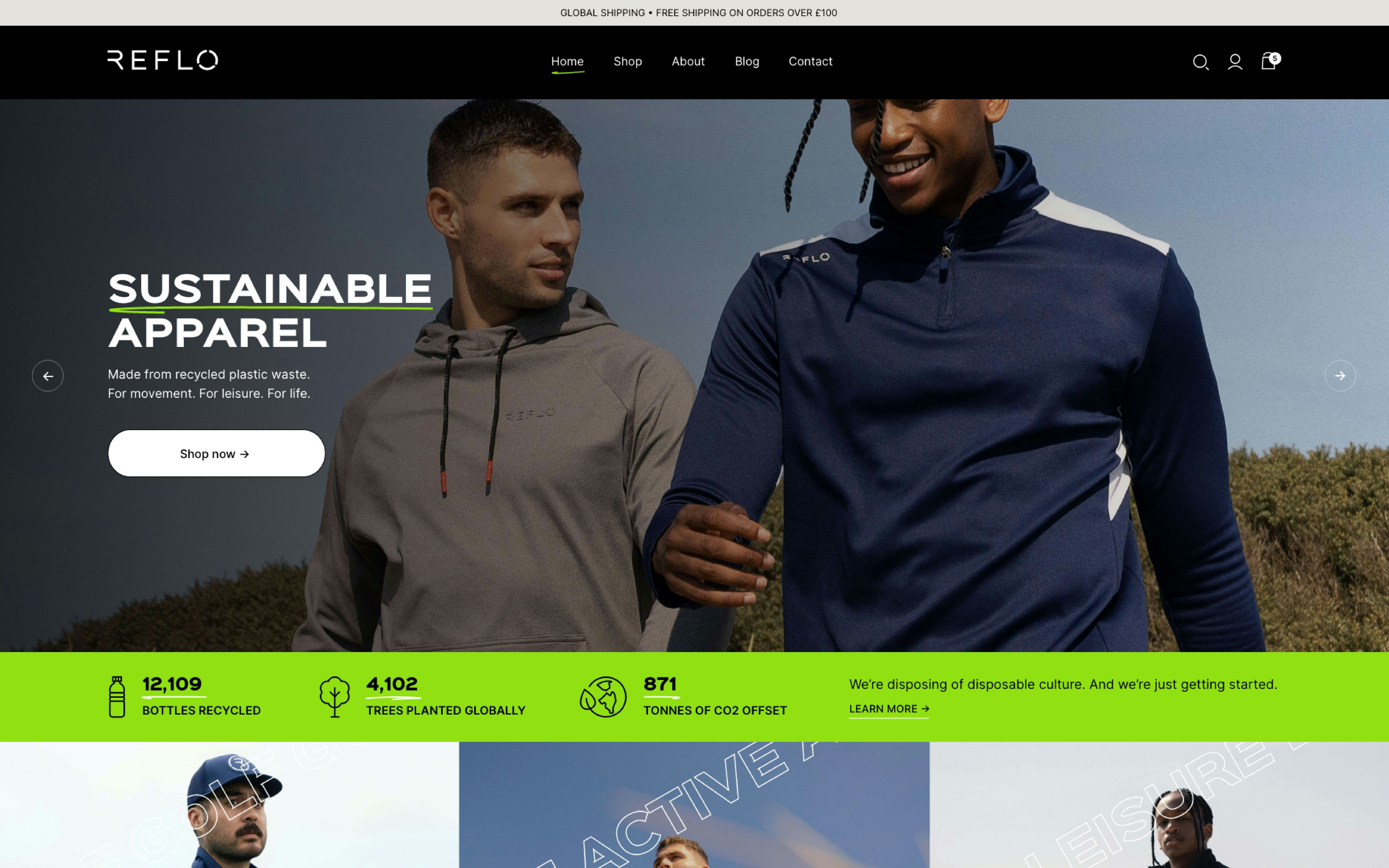 Screenshot of the Reflo website, designed by Noughts & Ones